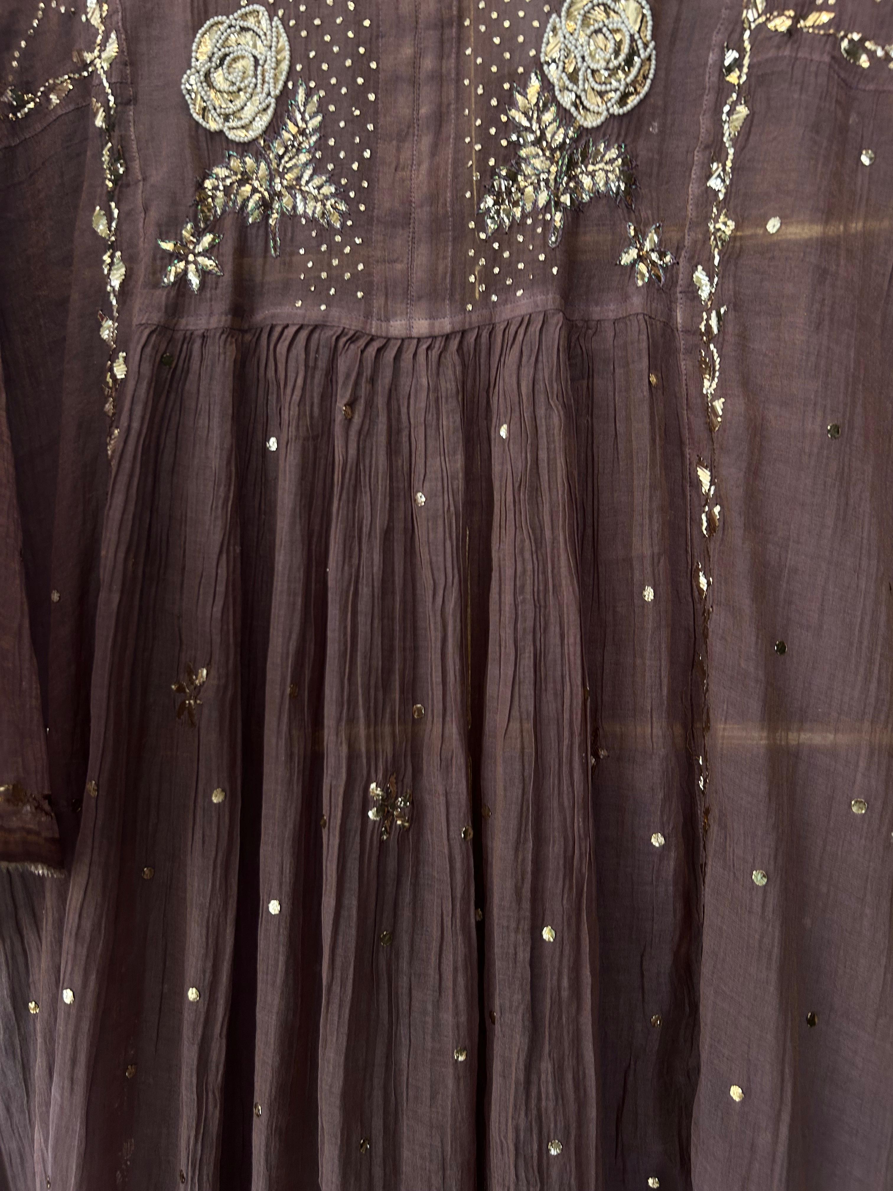 Purple tissue mukaish kurta
