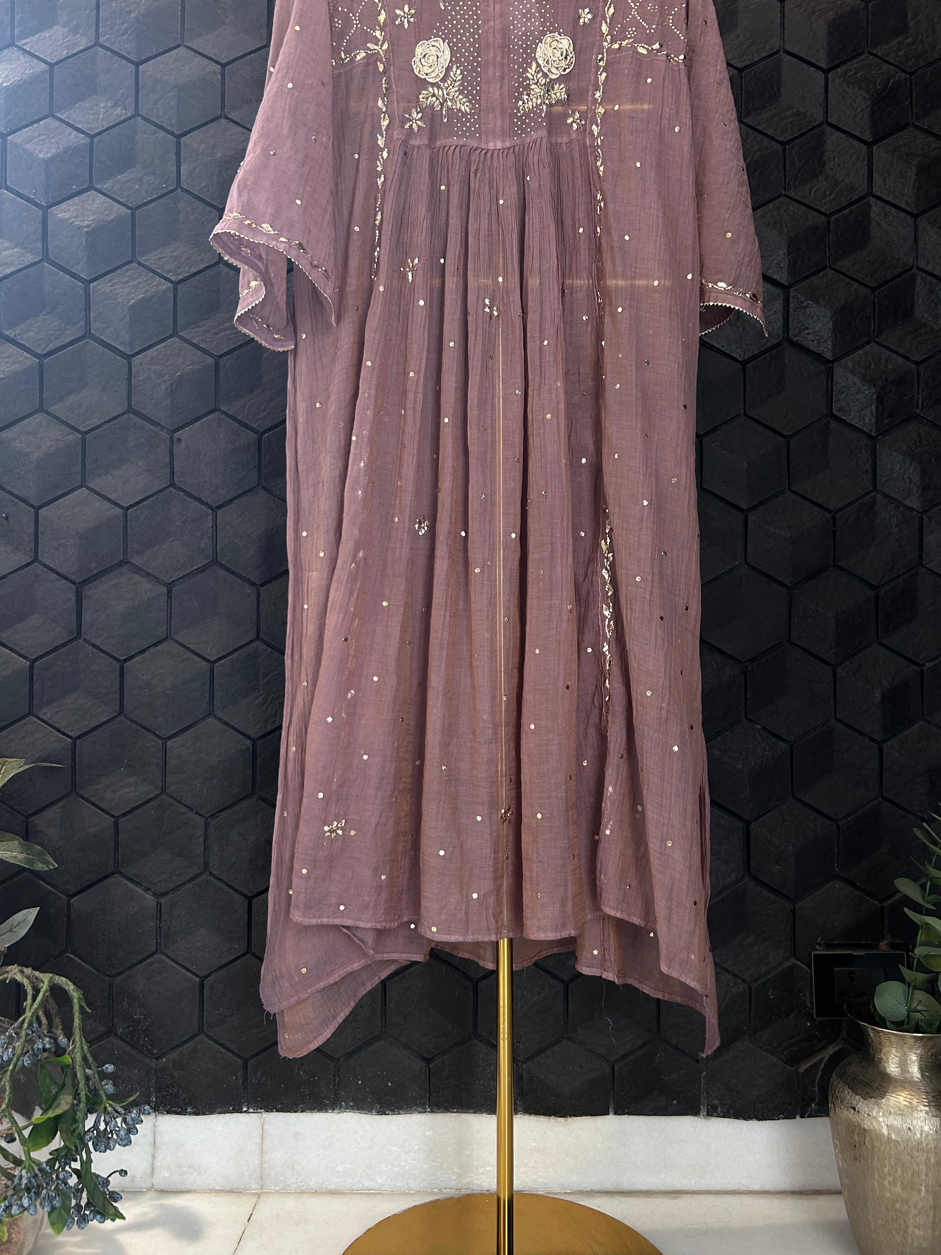 Purple tissue mukaish kurta