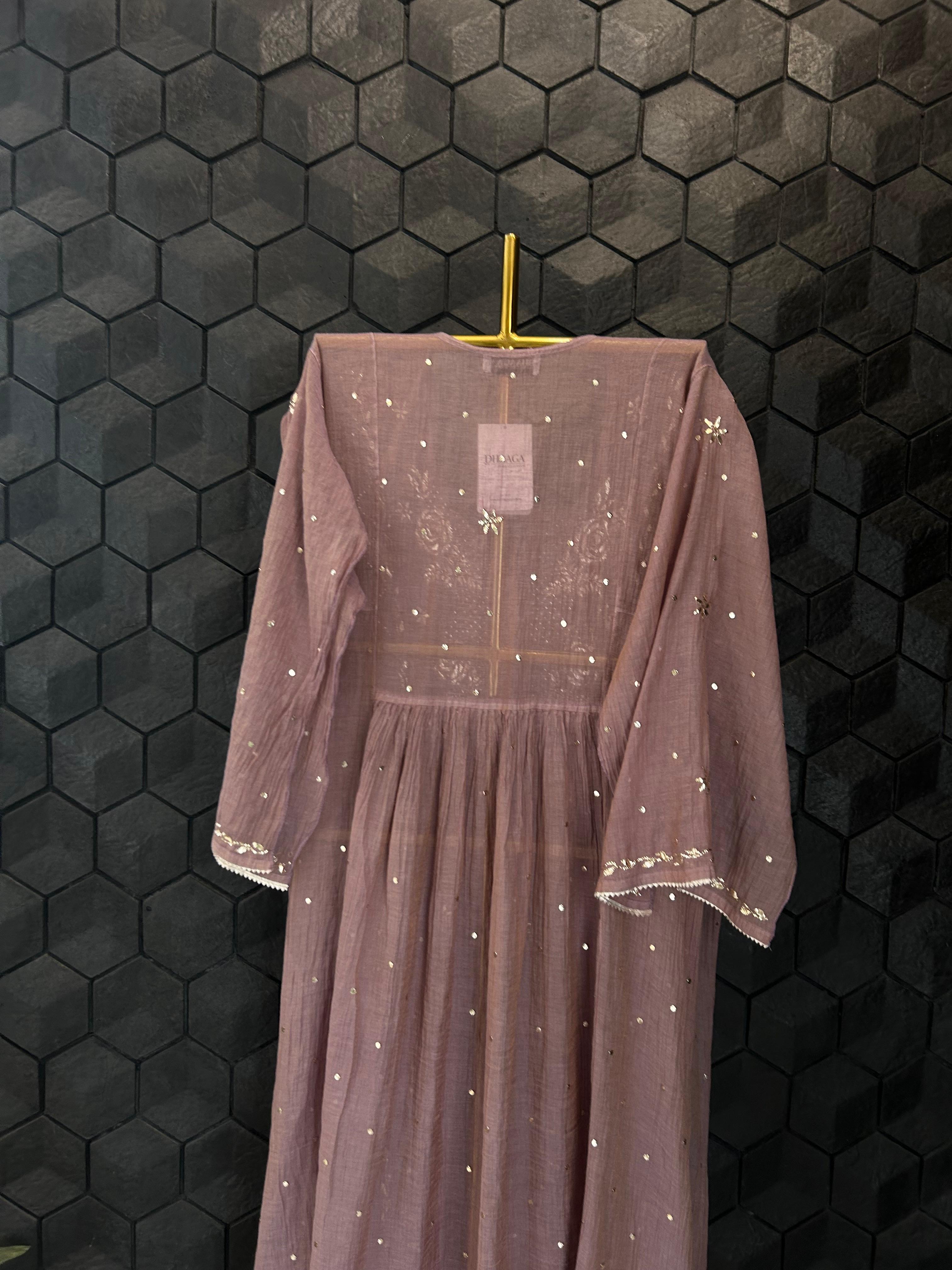 Purple tissue mukaish kurta