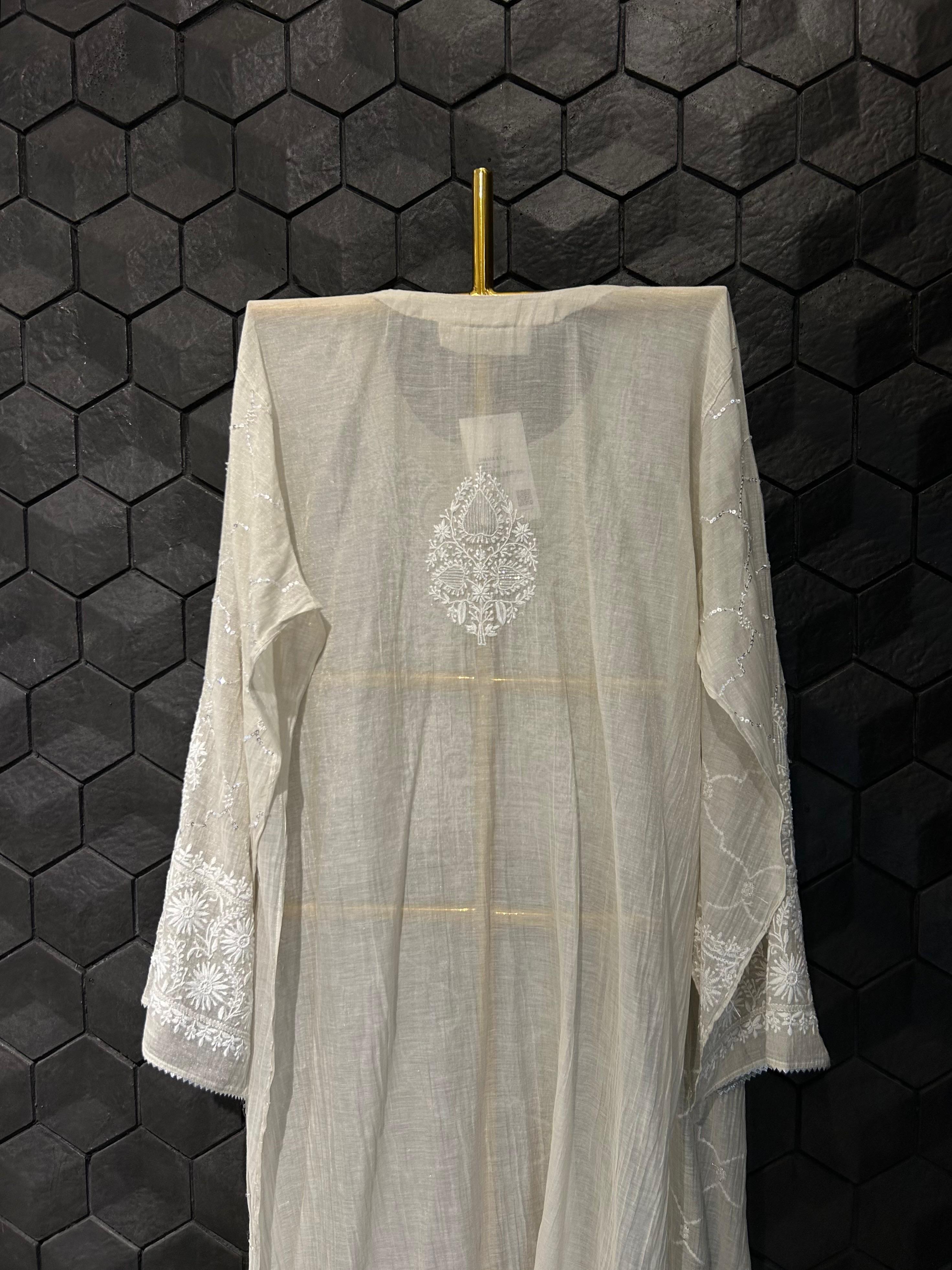 Silver tissue chikankari co-ord set