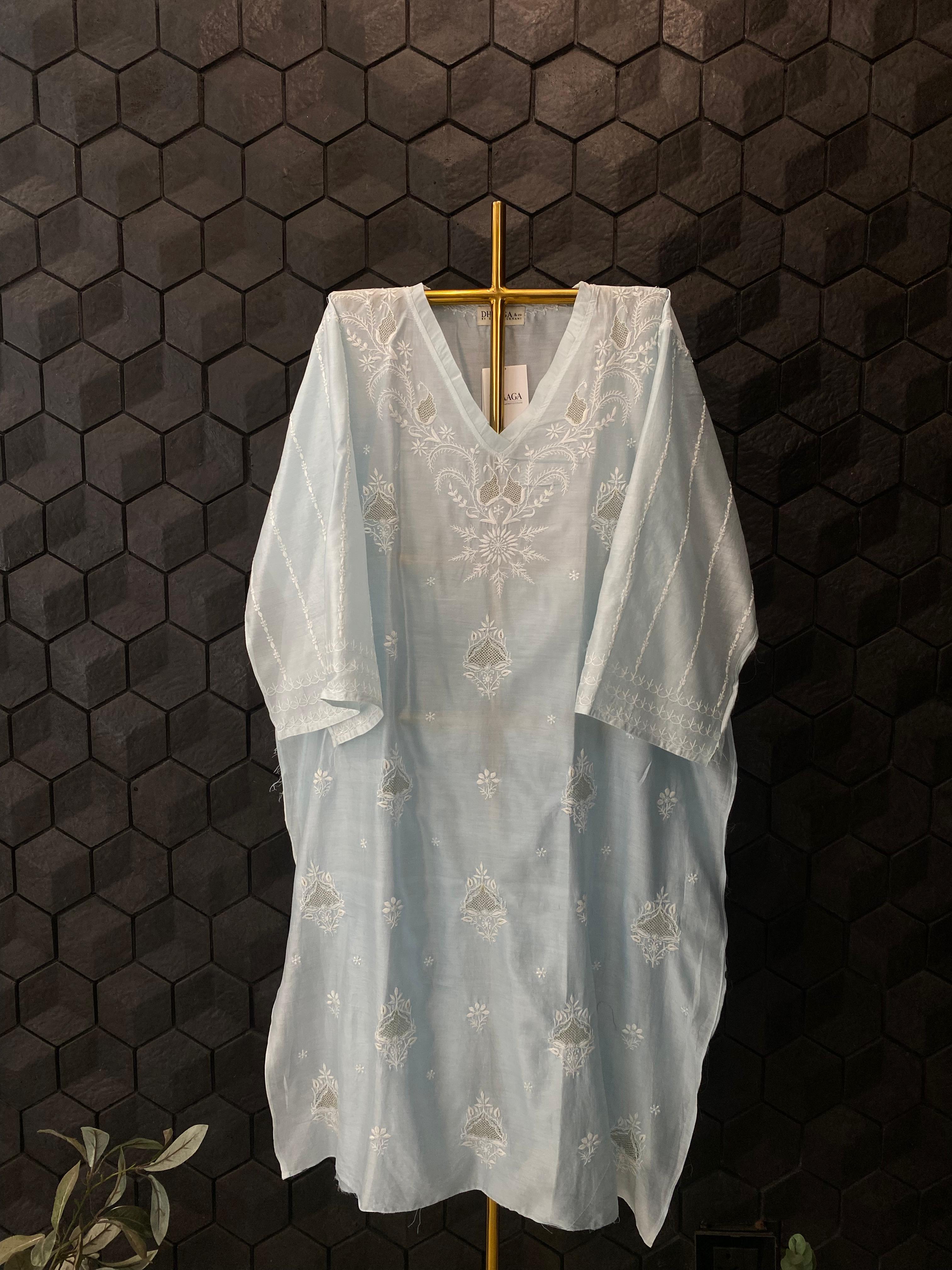Sky Blue chanderi chikankari co-ord set