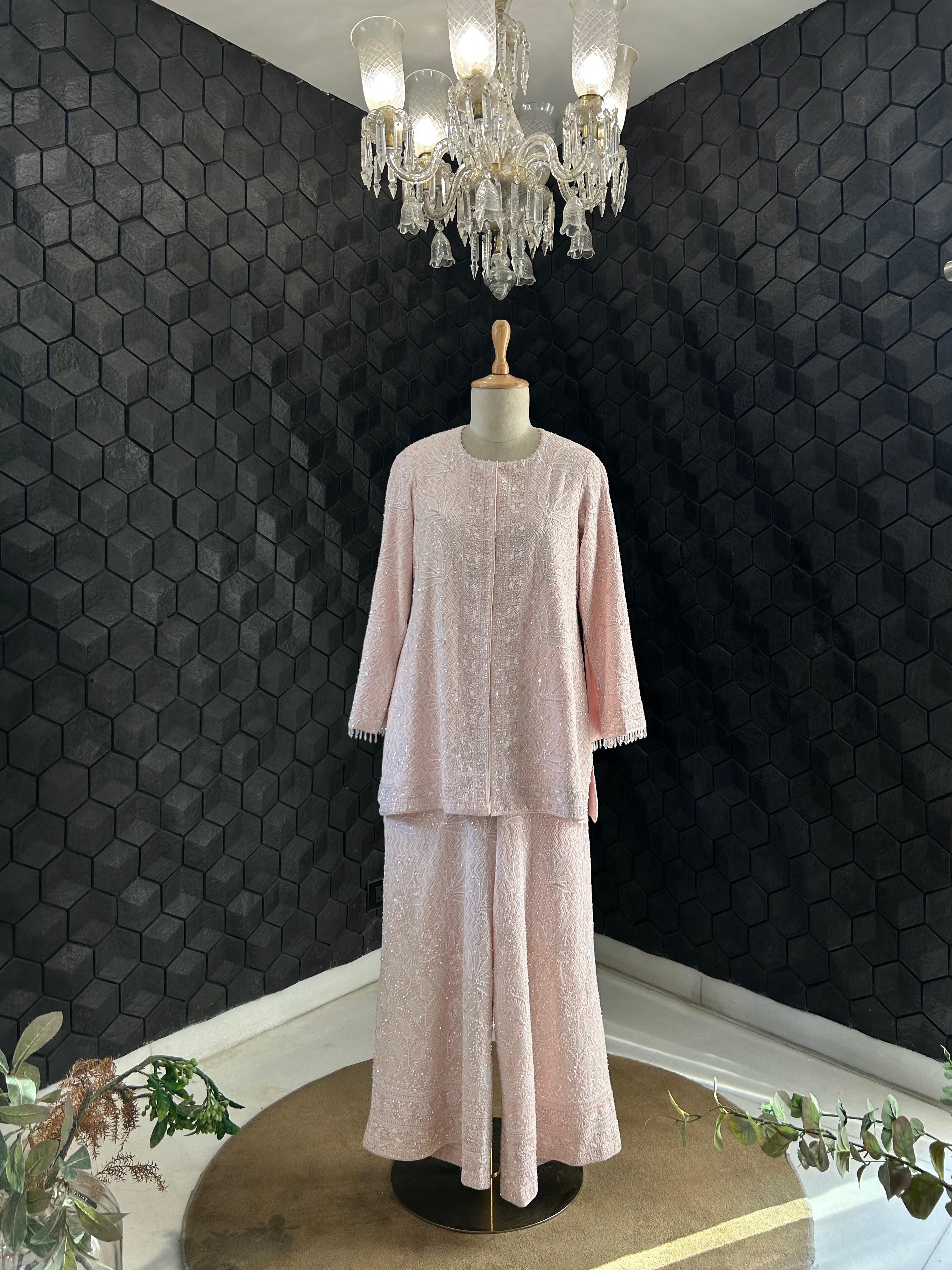 Pink Georgette Chikankari Co - ord Set