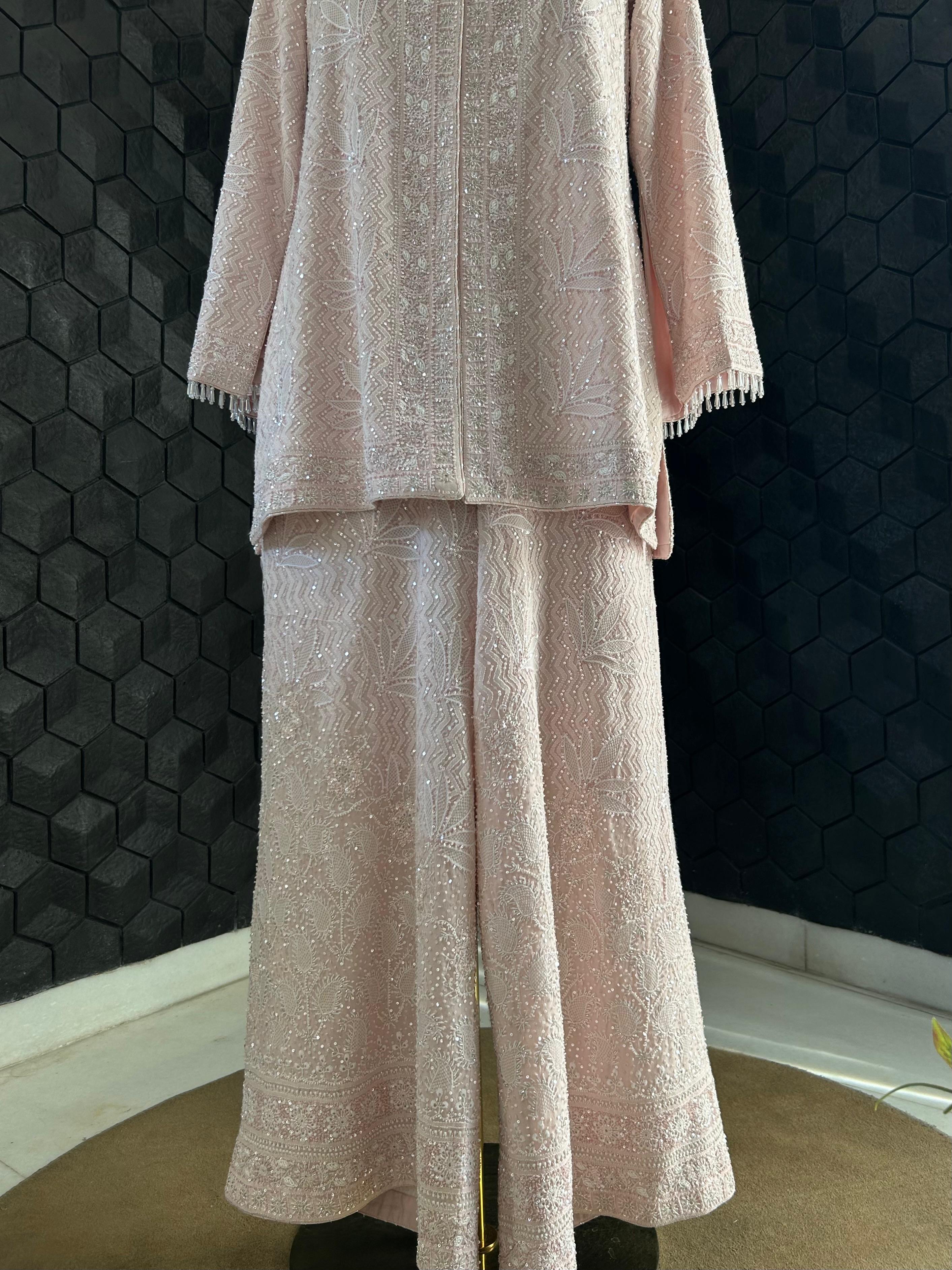 Pink Georgette Chikankari Co - ord Set