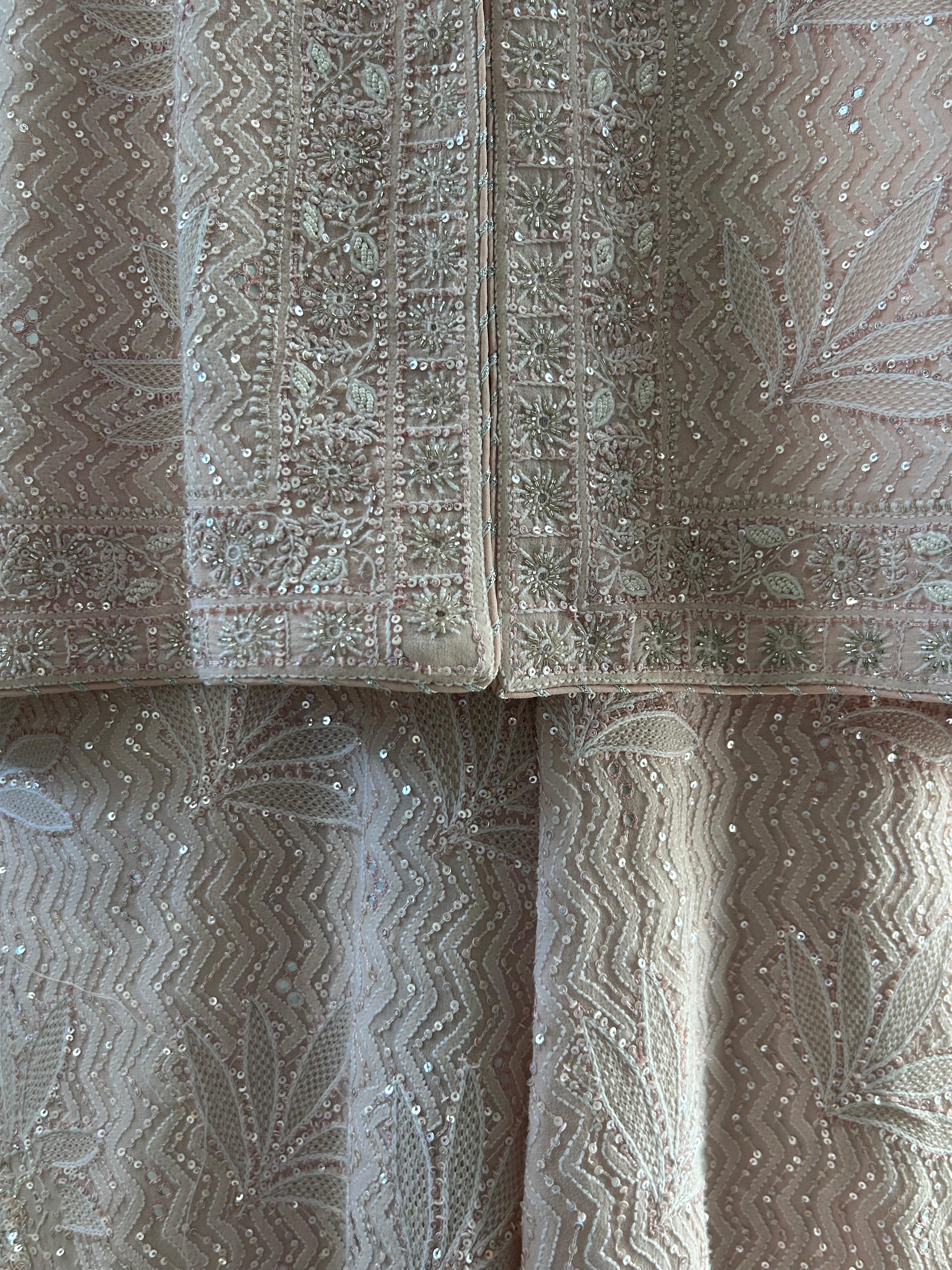 Pink Georgette Chikankari Co - ord Set