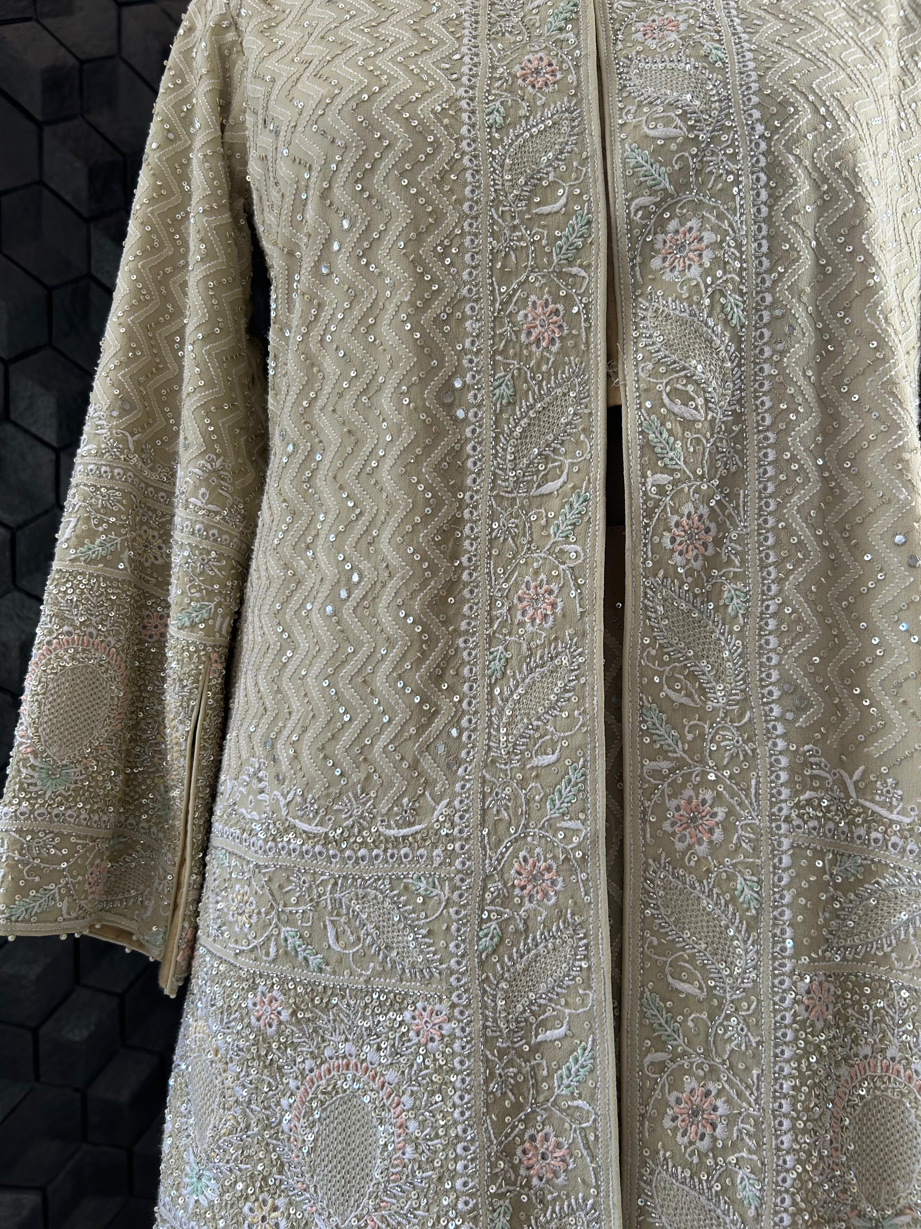 Green Georgette chikankari Co-ord set