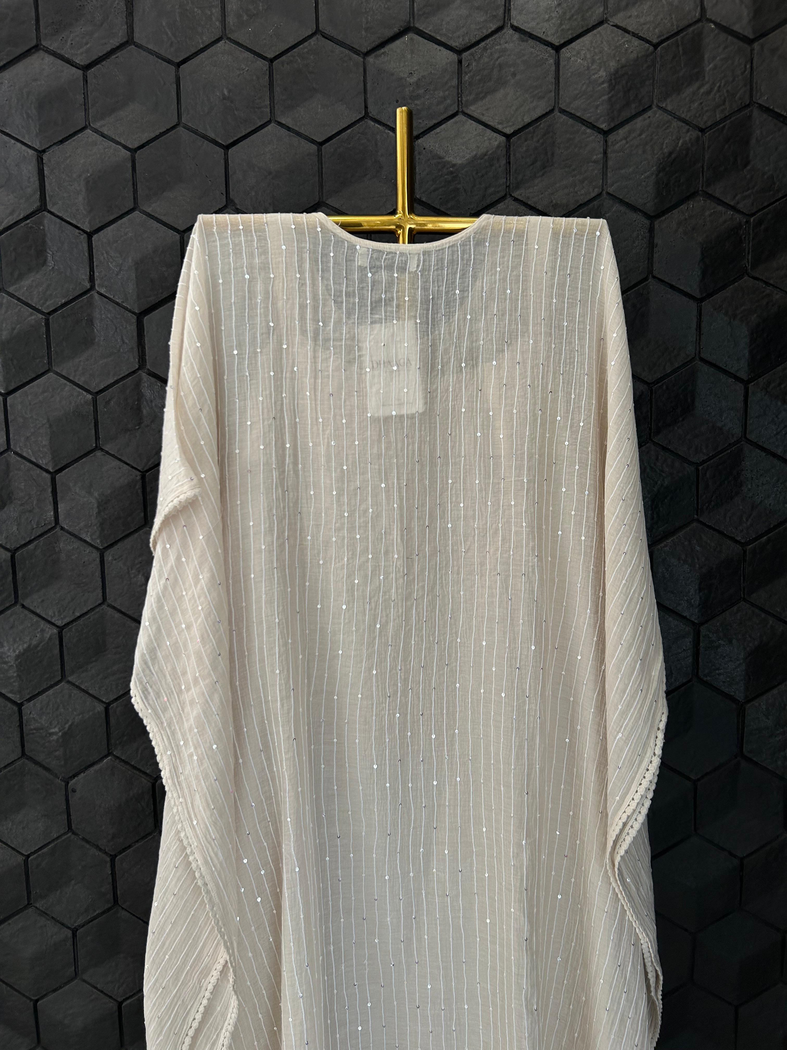 Natural mul chanderi chikankari kaftan
