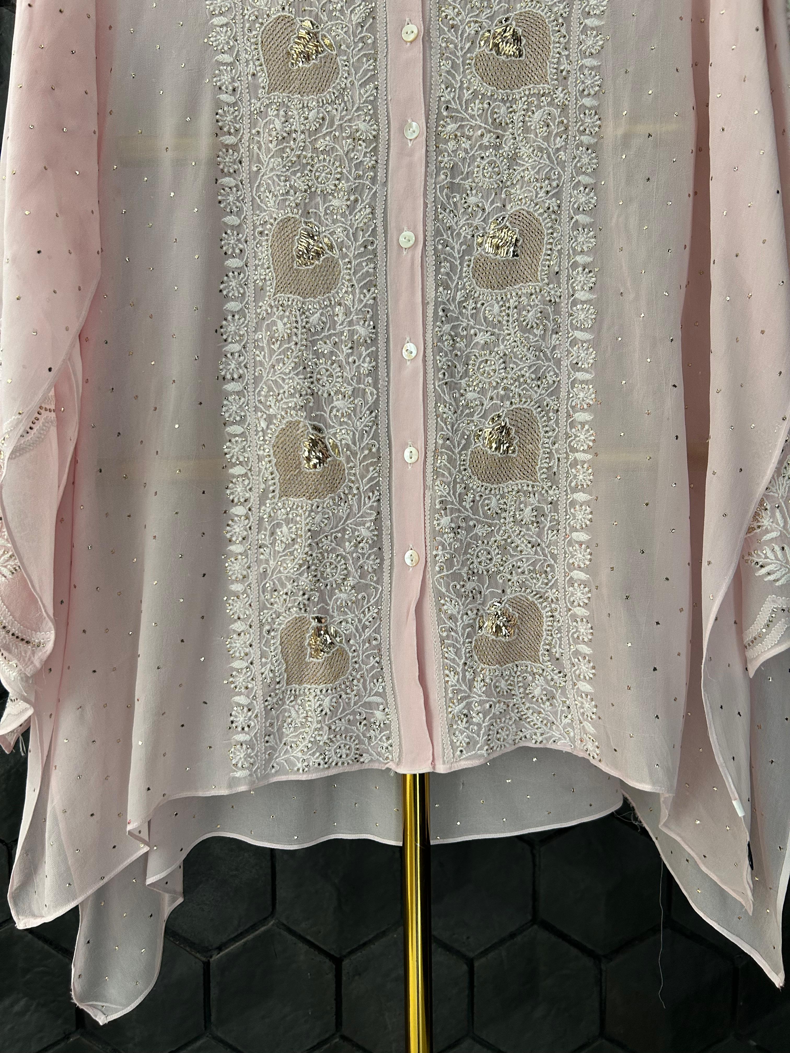 Pink Georgette  Mukaish Chikankari Co-ord set