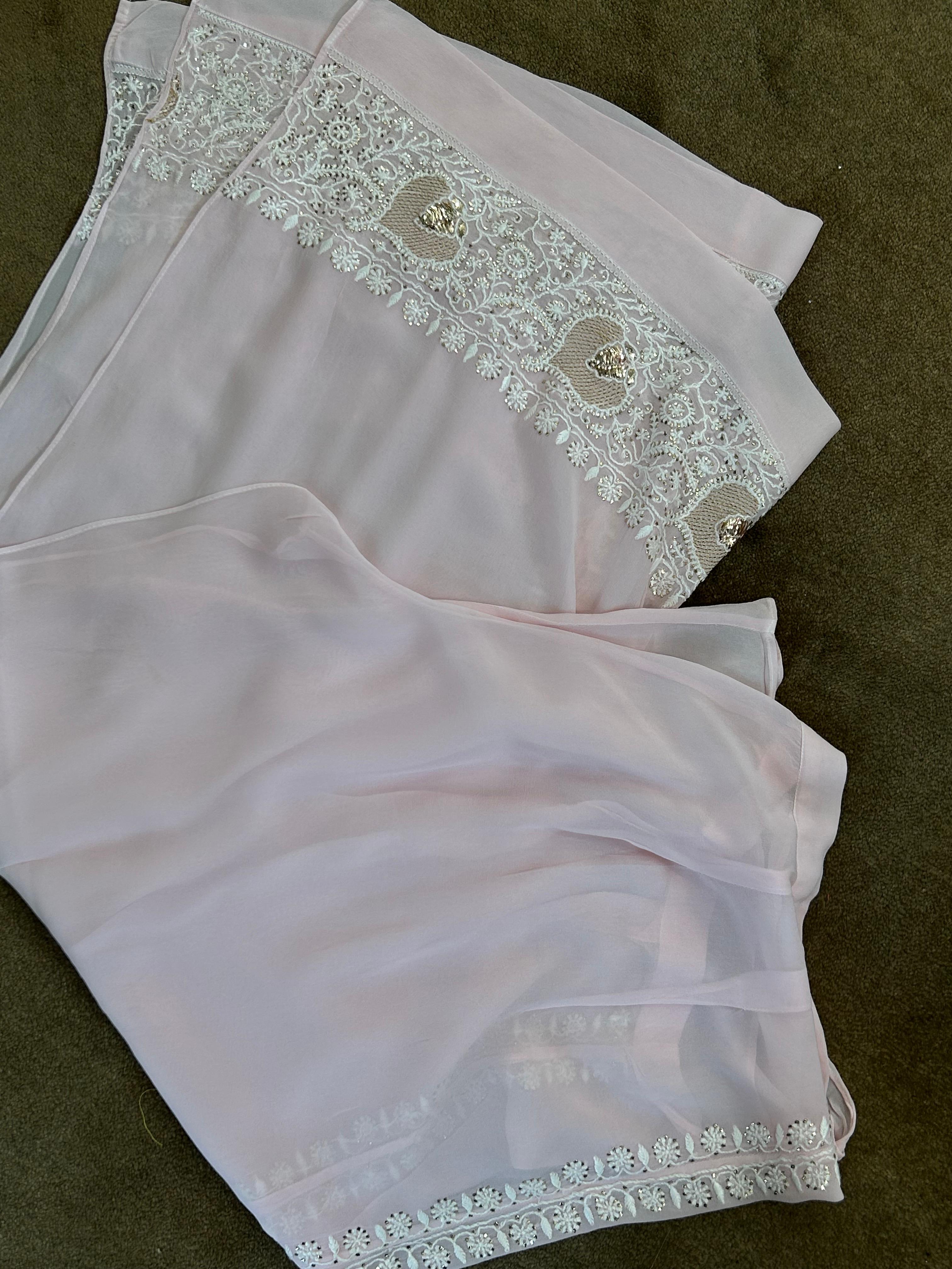 Pink Georgette  Mukaish Chikankari Co-ord set