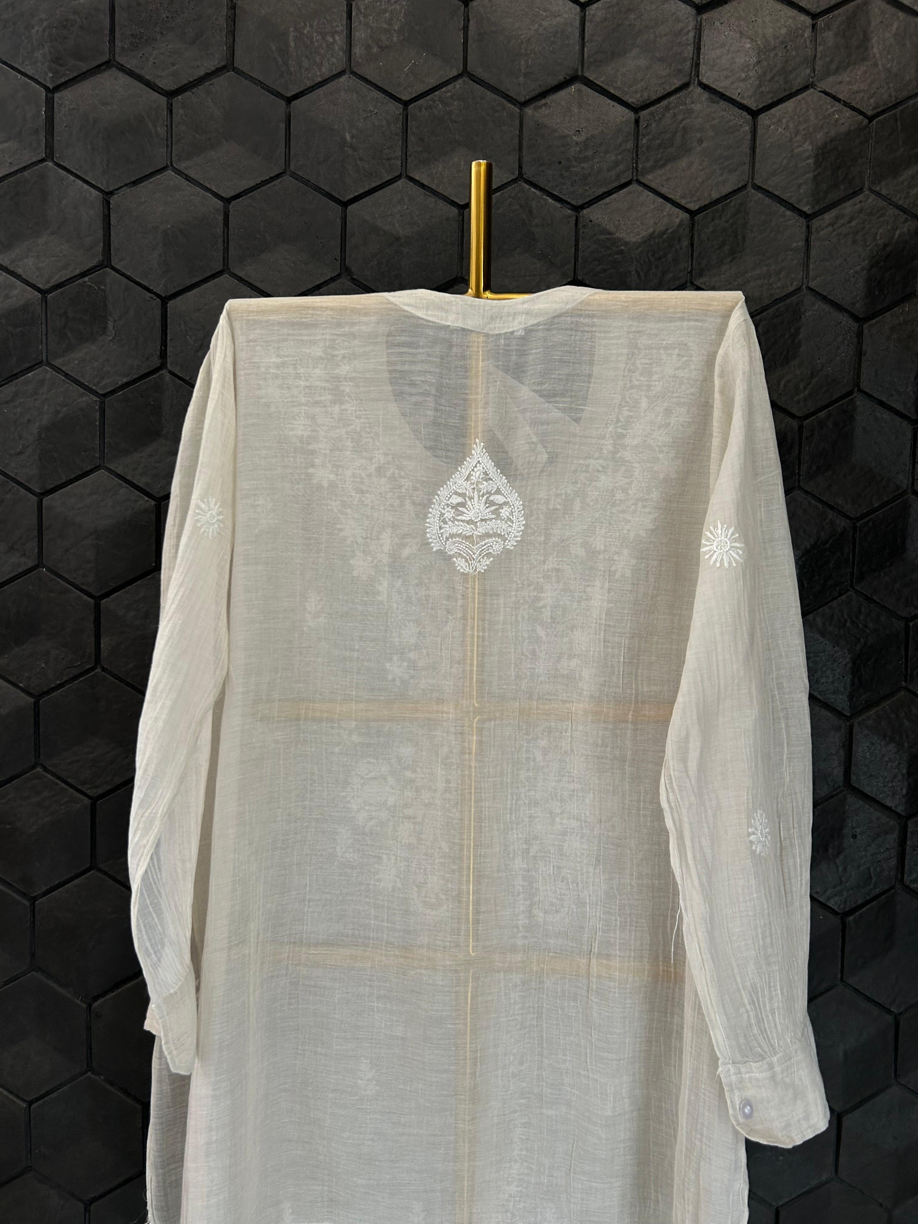 Silver tissue chikankari co-ord set