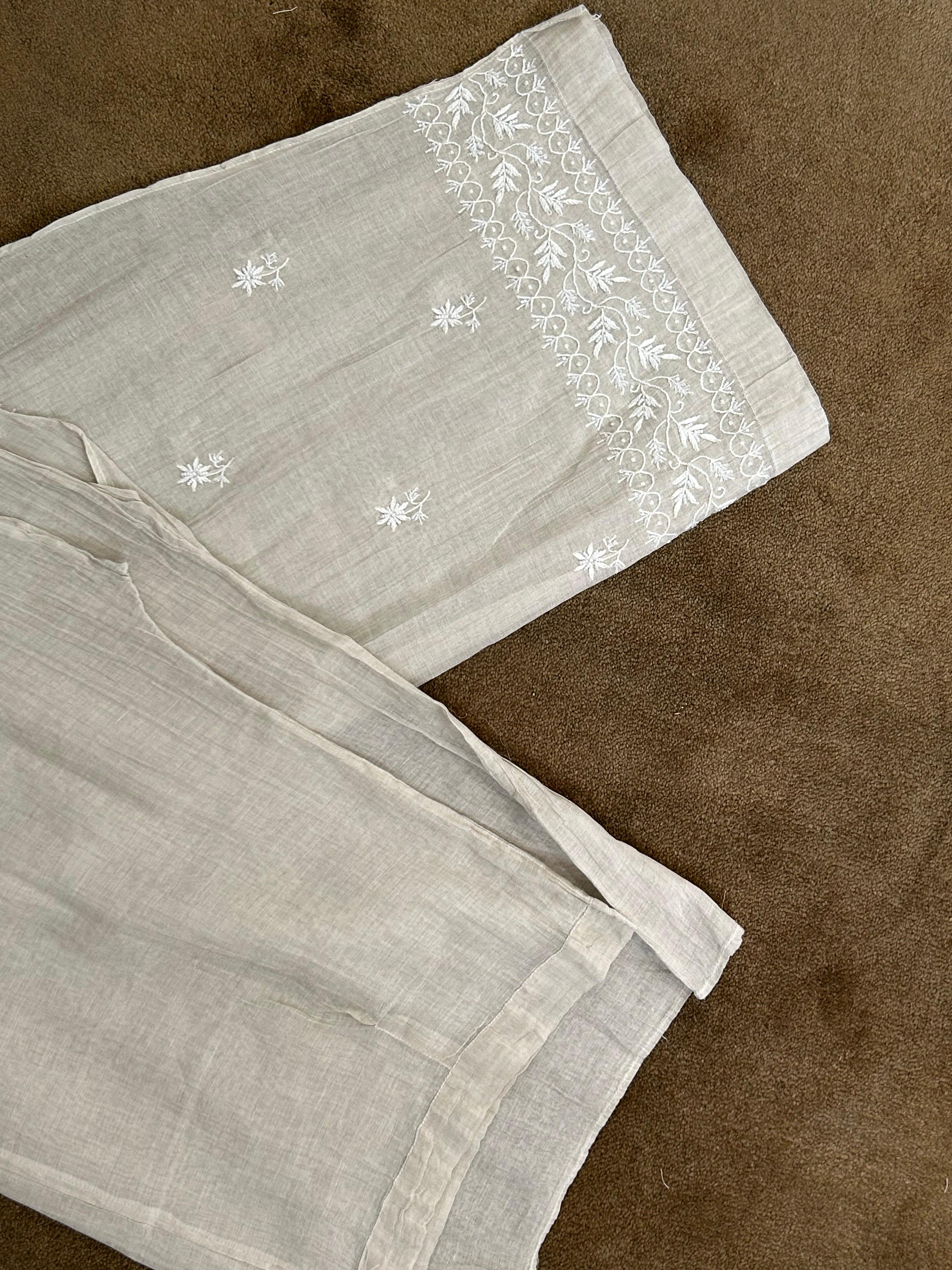 Silver tissue chikankari co-ord set
