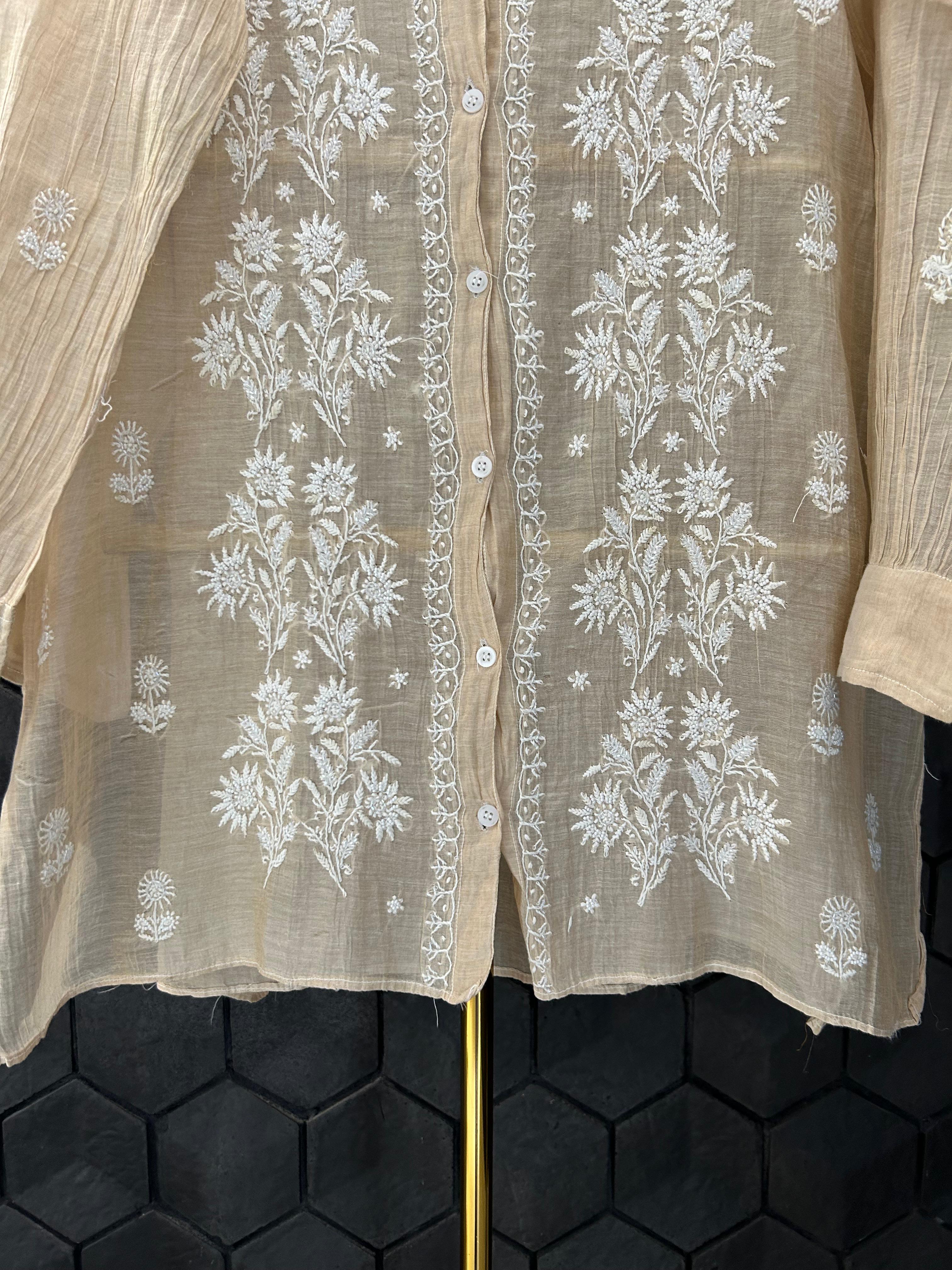 Golden tissue chikankari co-ord set