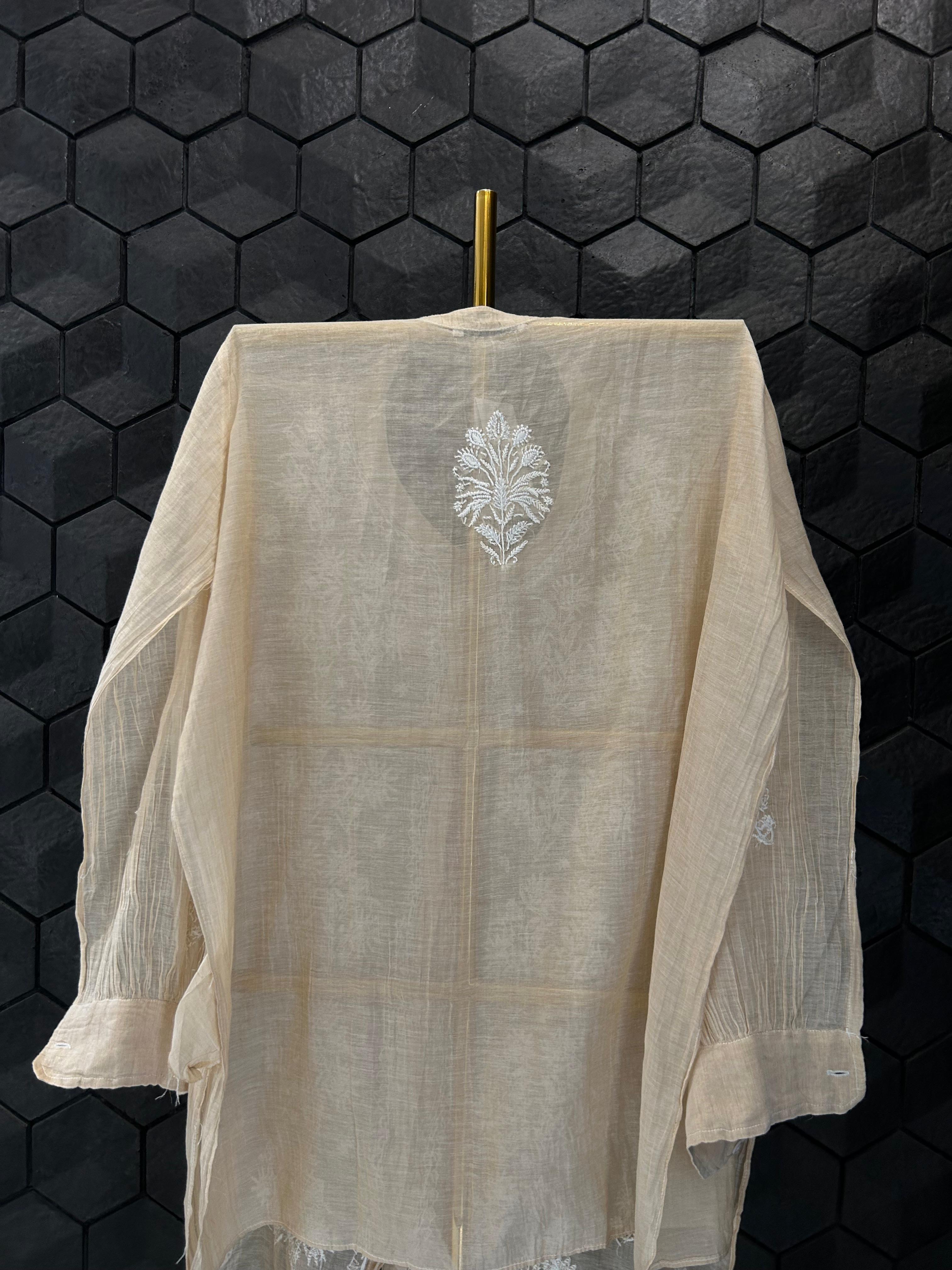 Golden tissue chikankari co-ord set