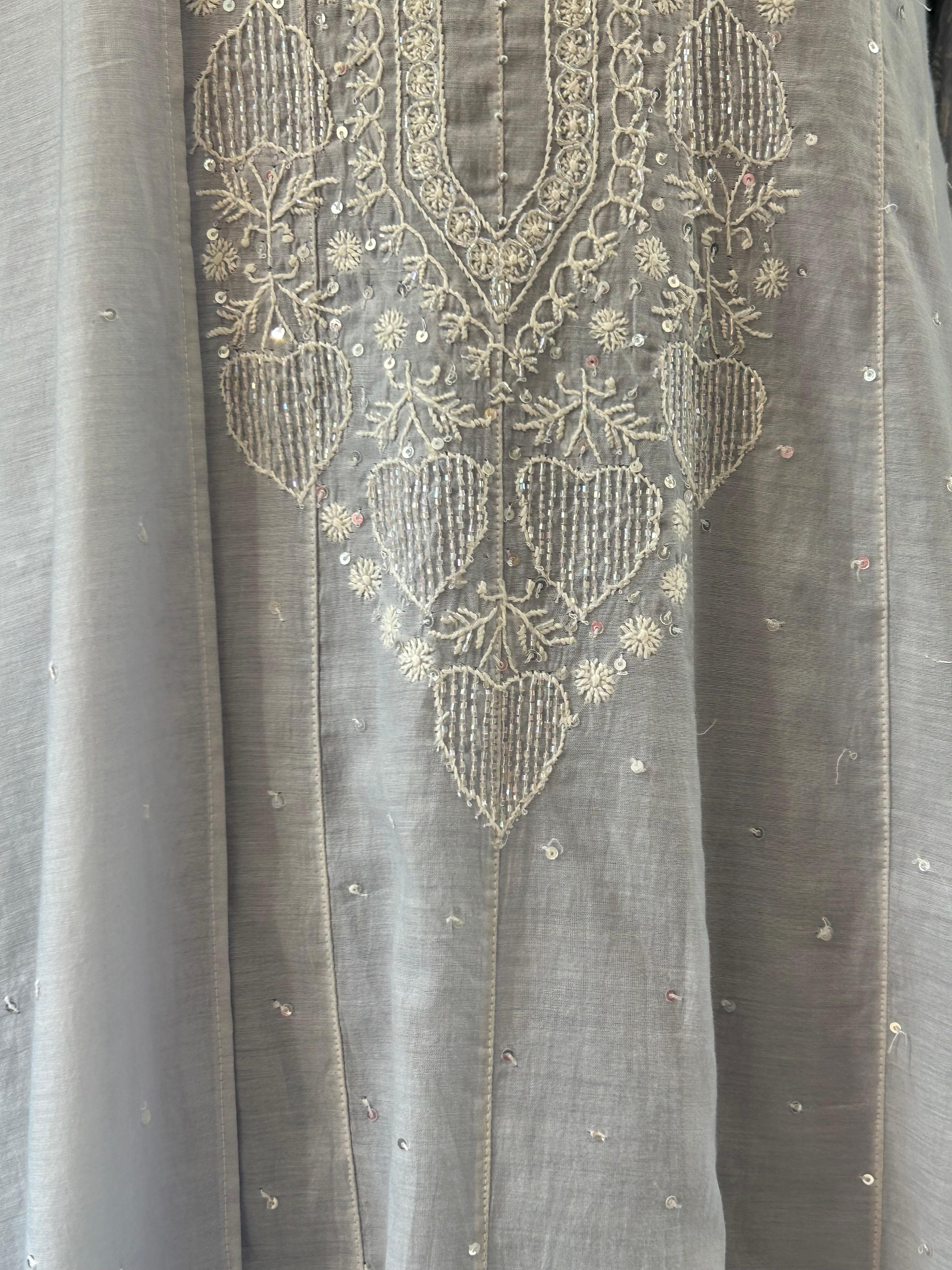 Rashmika Mandana in Powder Blue Chanderi Chikankari Anarkali Set