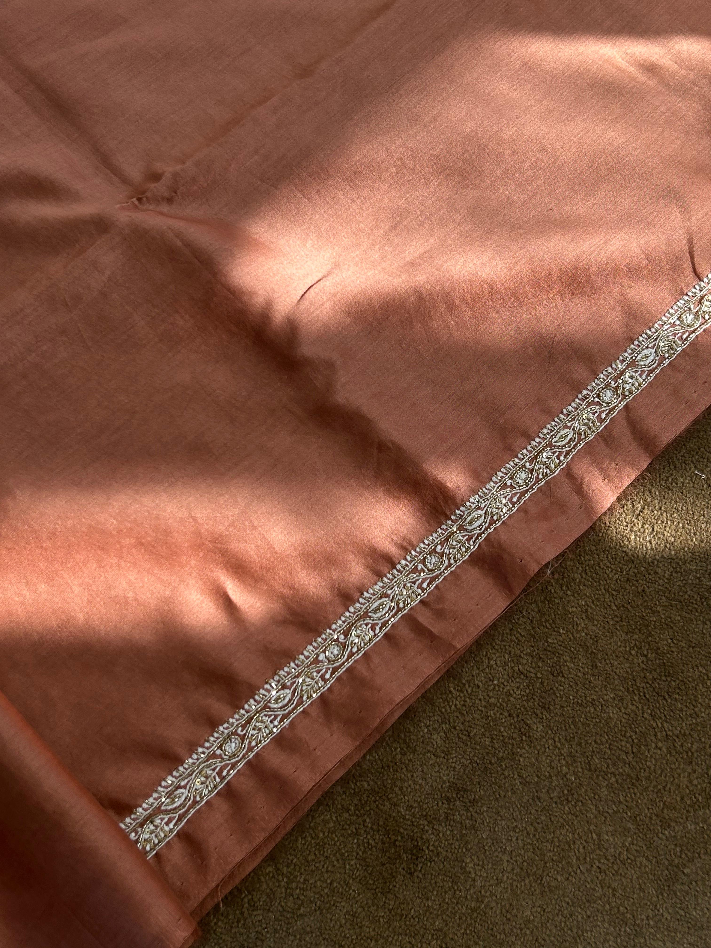 Brown chanderi chikankari co-ord set