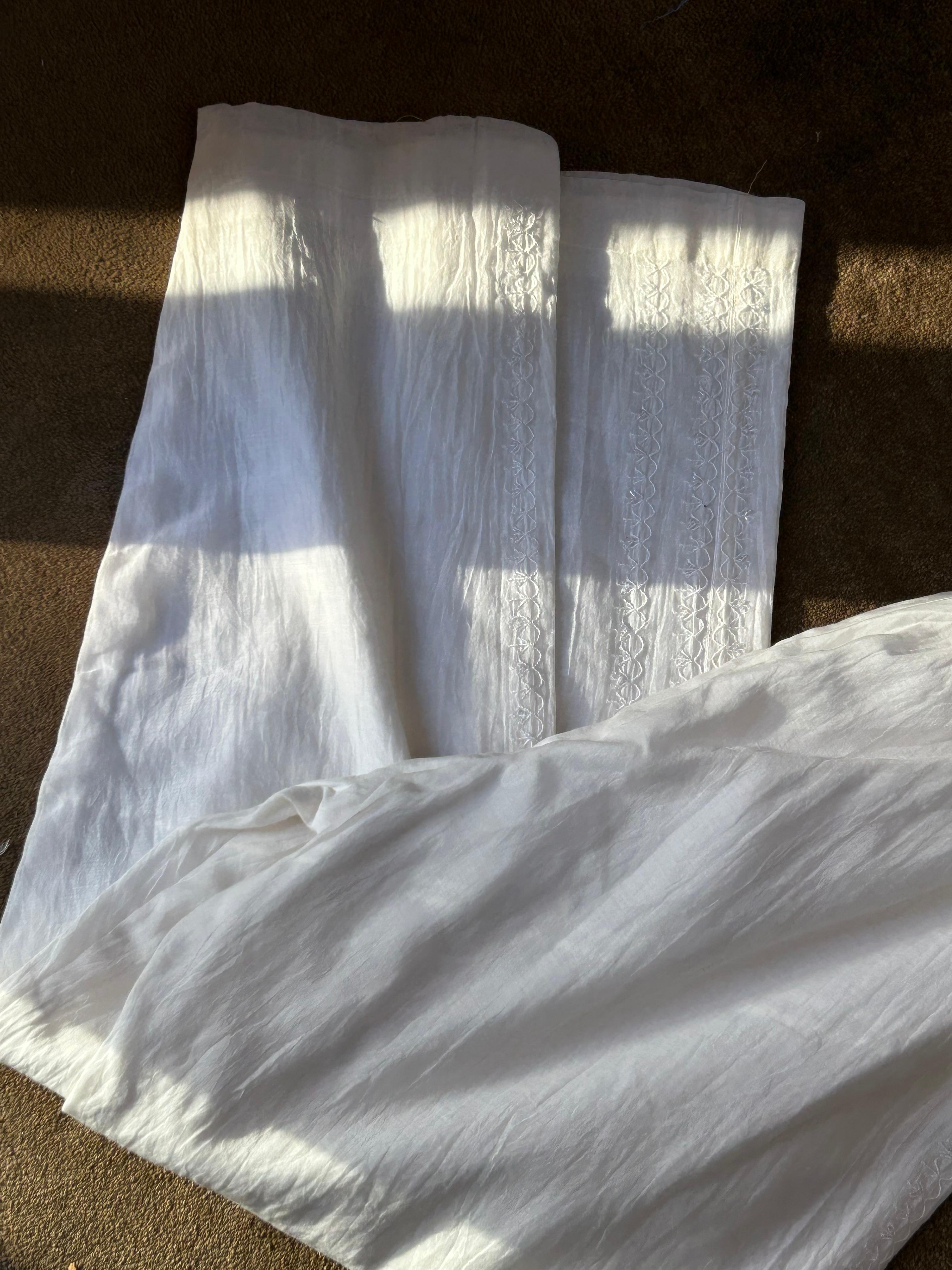 White mul chanderi chikankari co-ord set