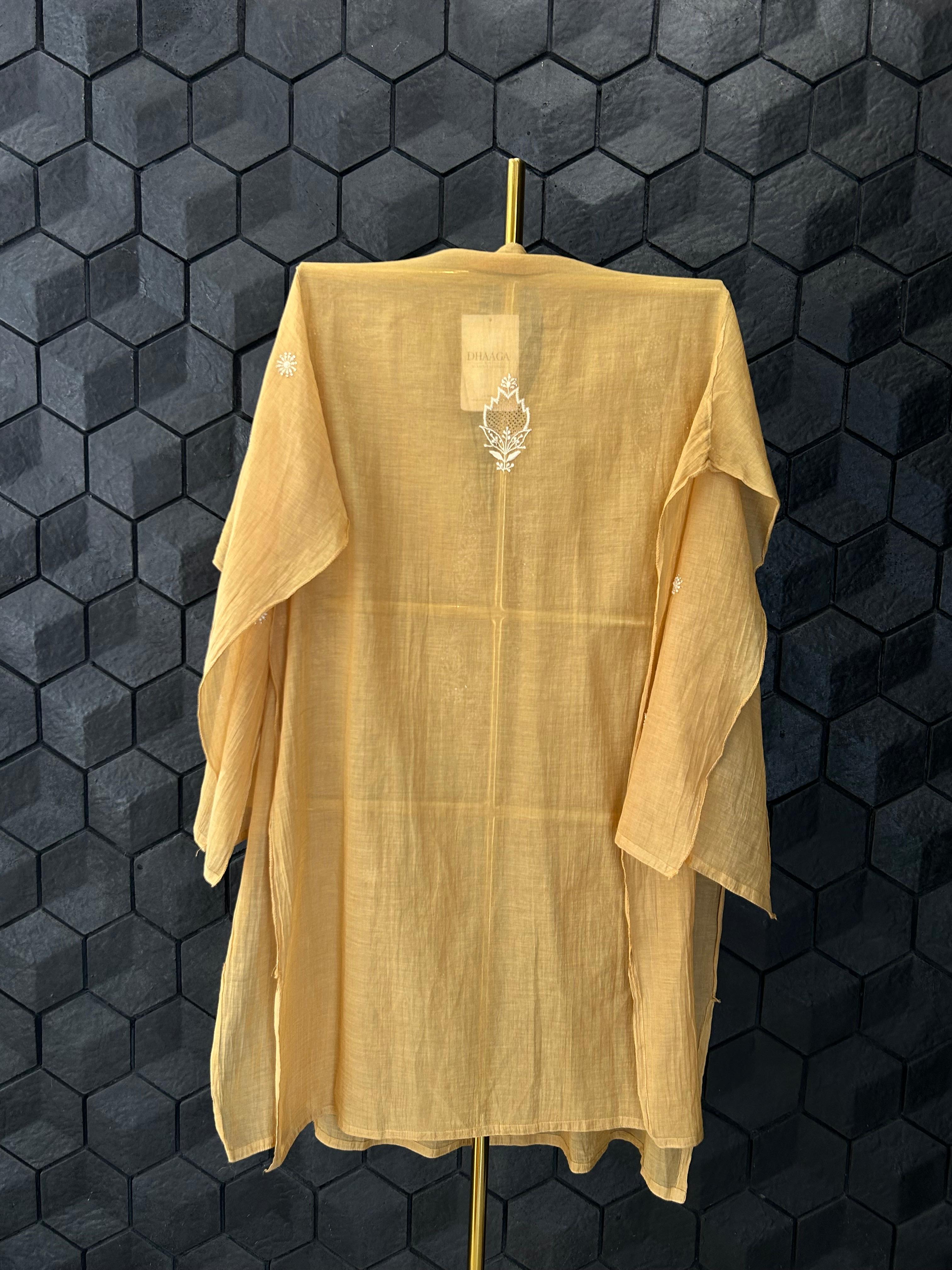 Mustard tissue chikankari co-ord set