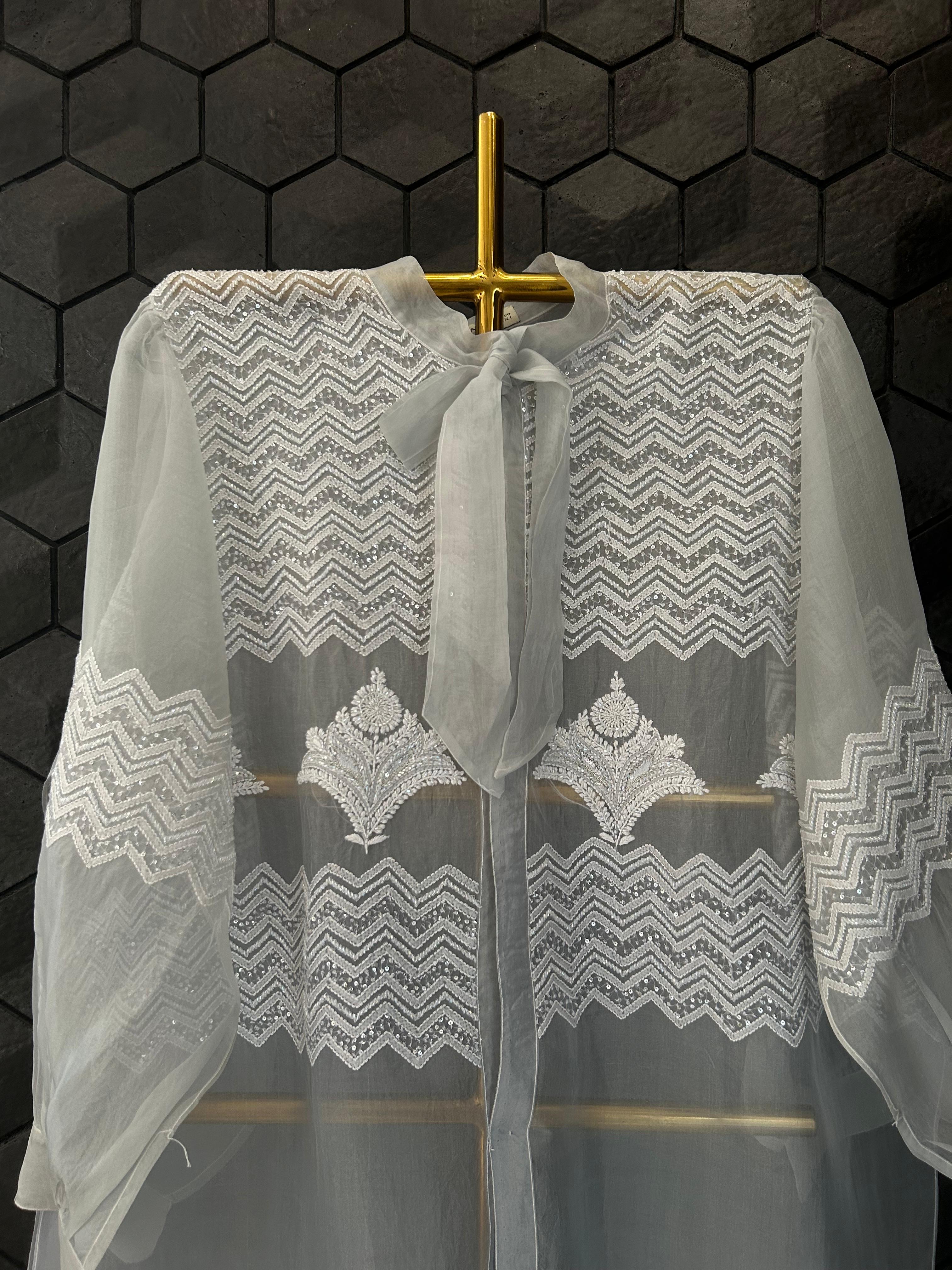 Powder blue chikankari shirt