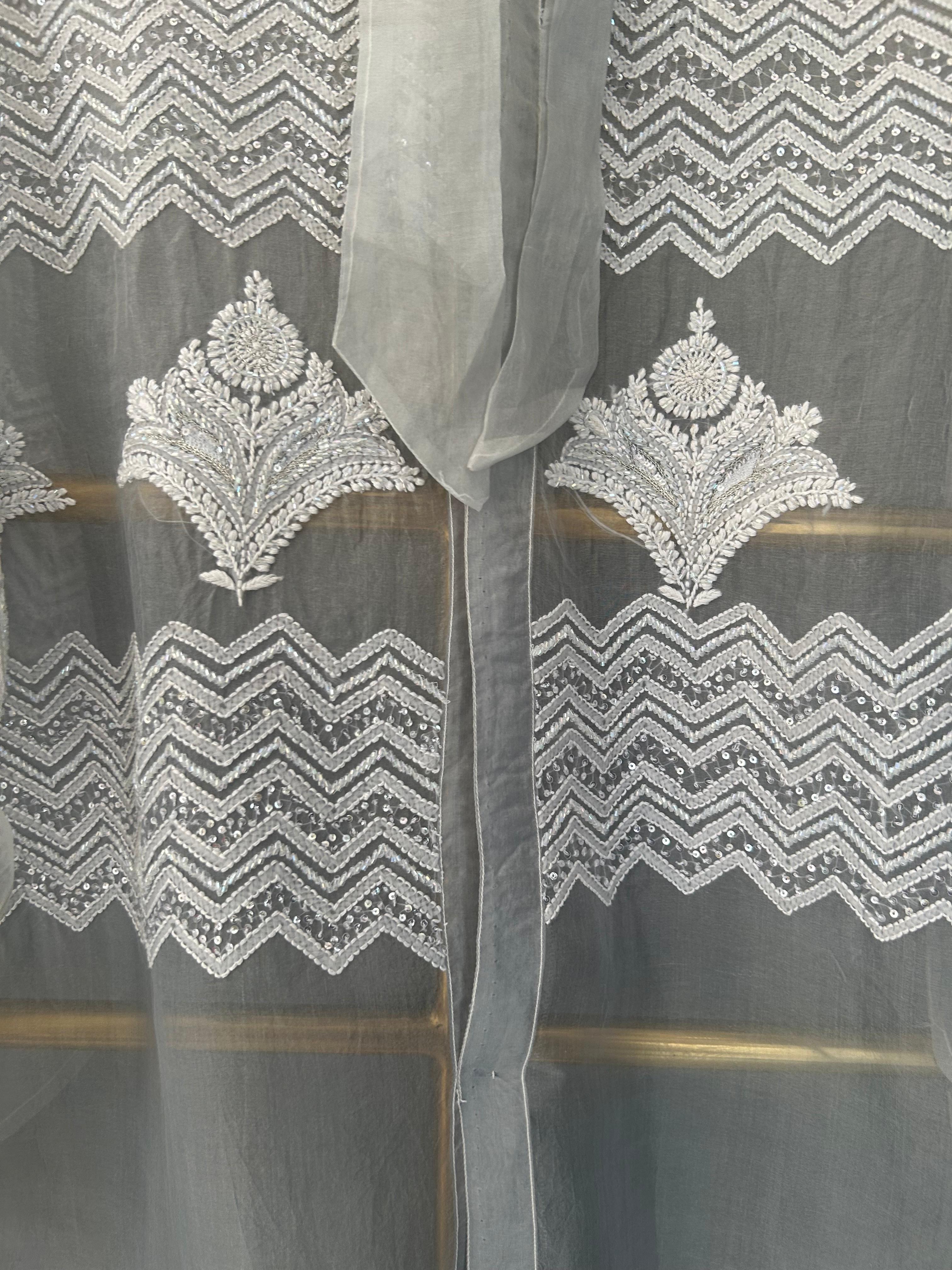 Powder blue chikankari shirt