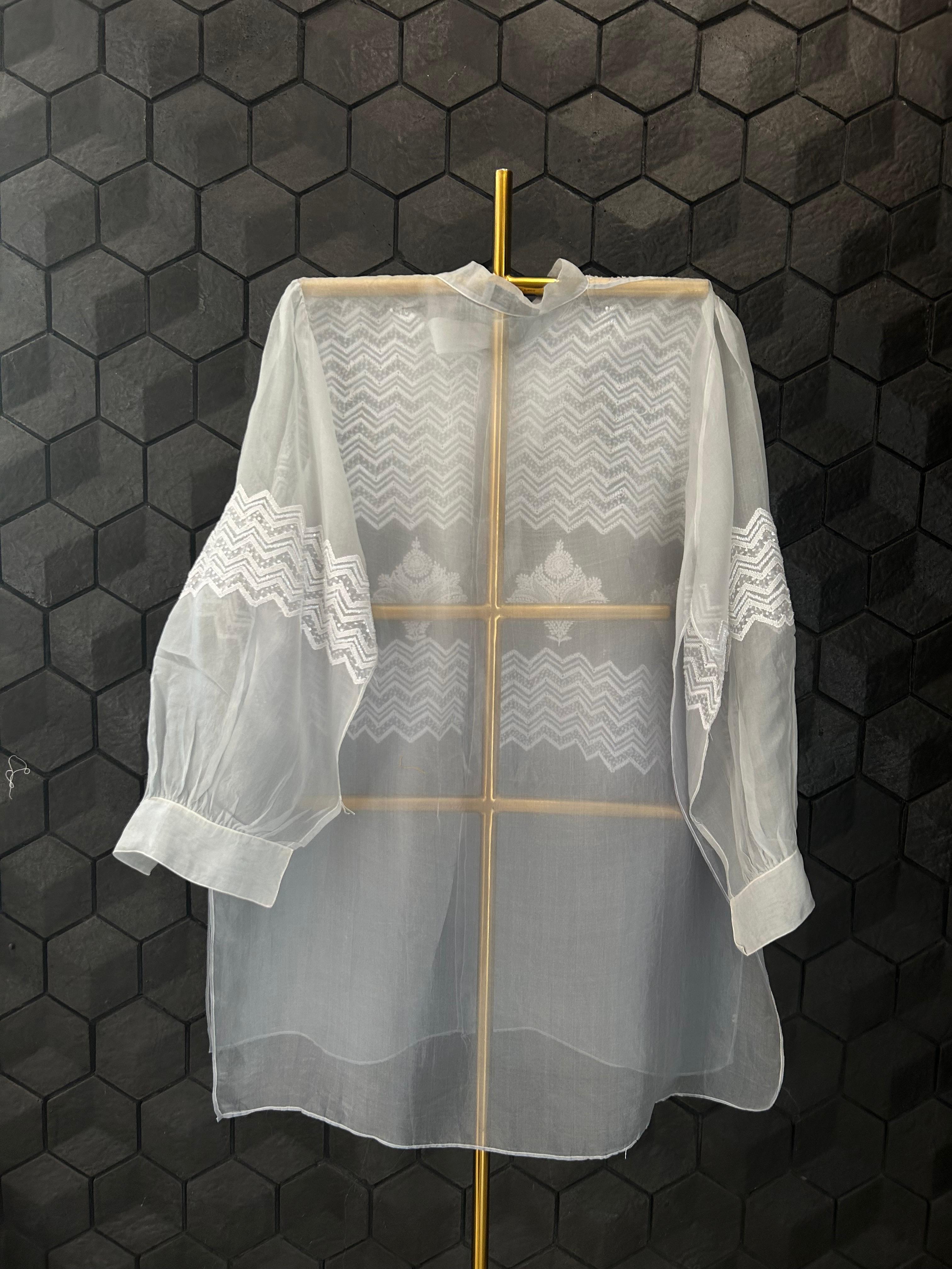 Powder blue chikankari shirt