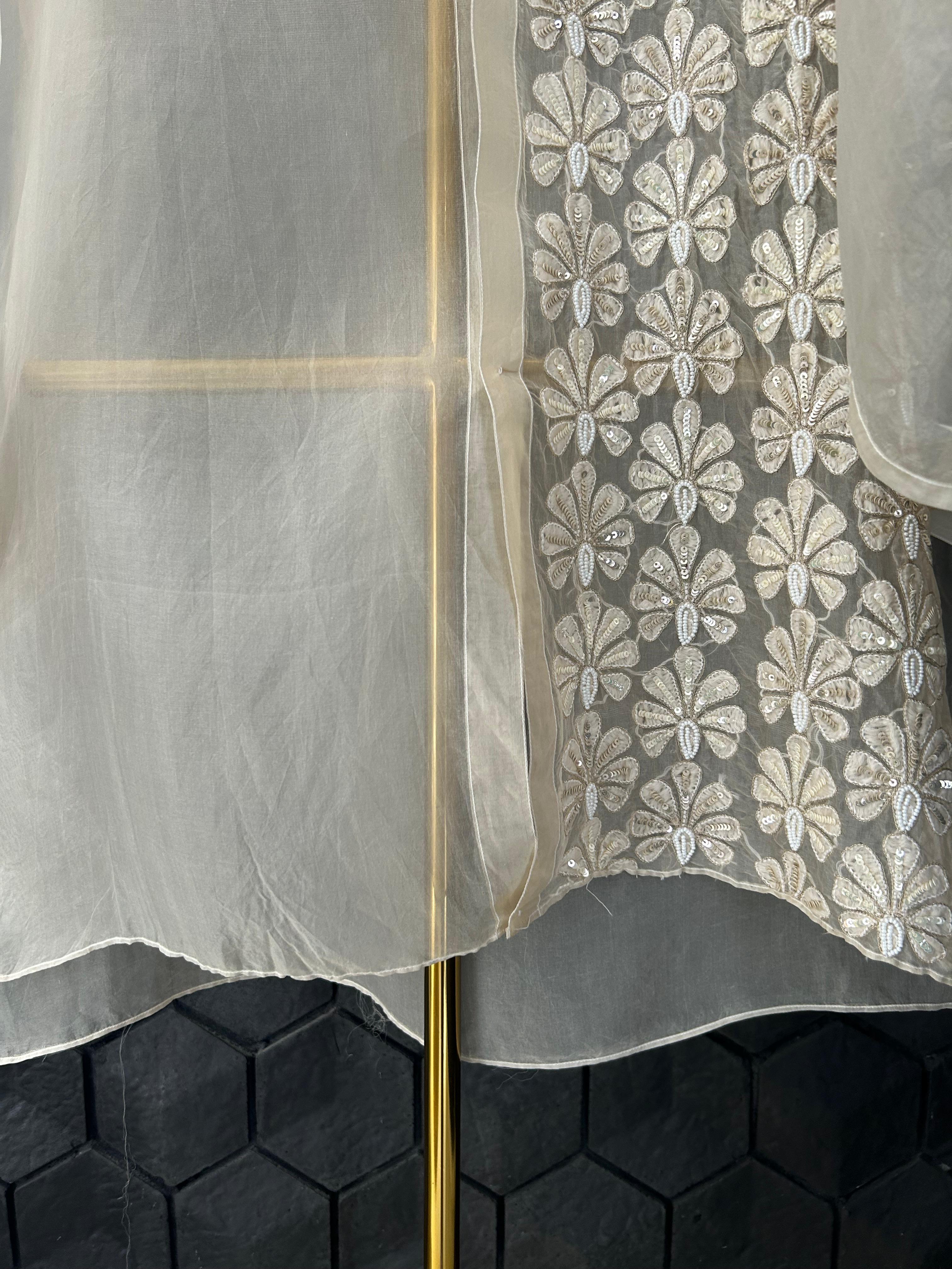 Light Brown organza chikankari shirt