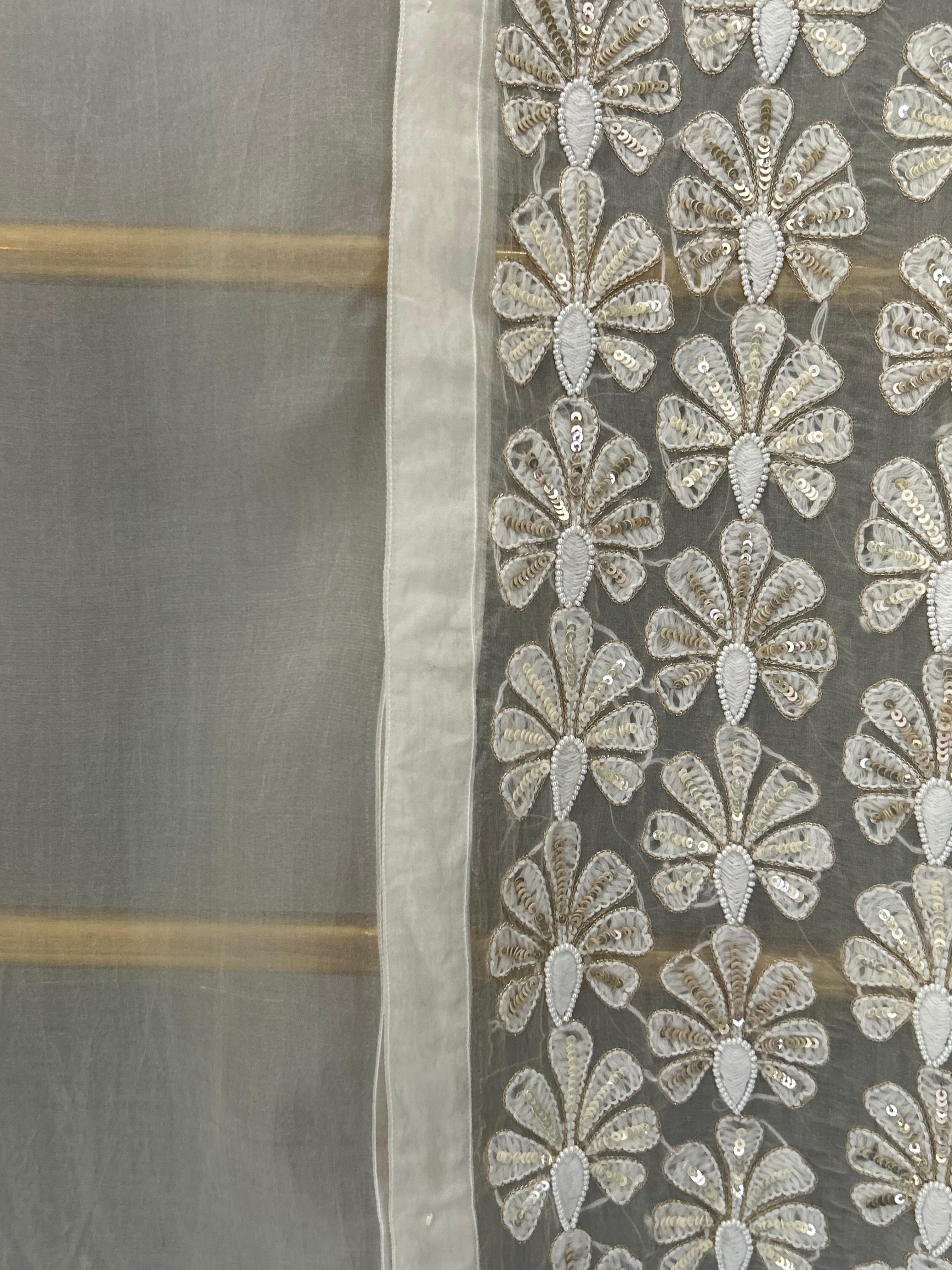 White organza chikankari shirt