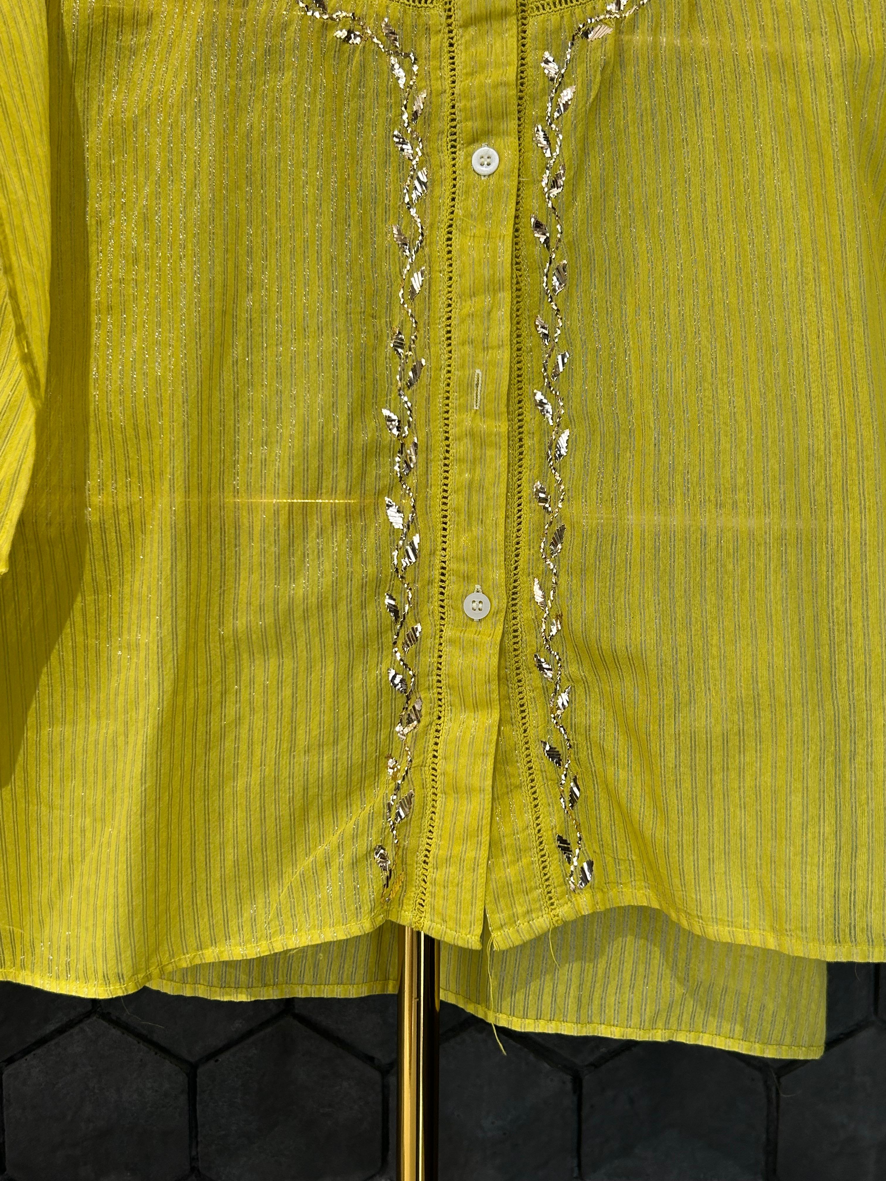 Lime green tissue mukaish co-ord set