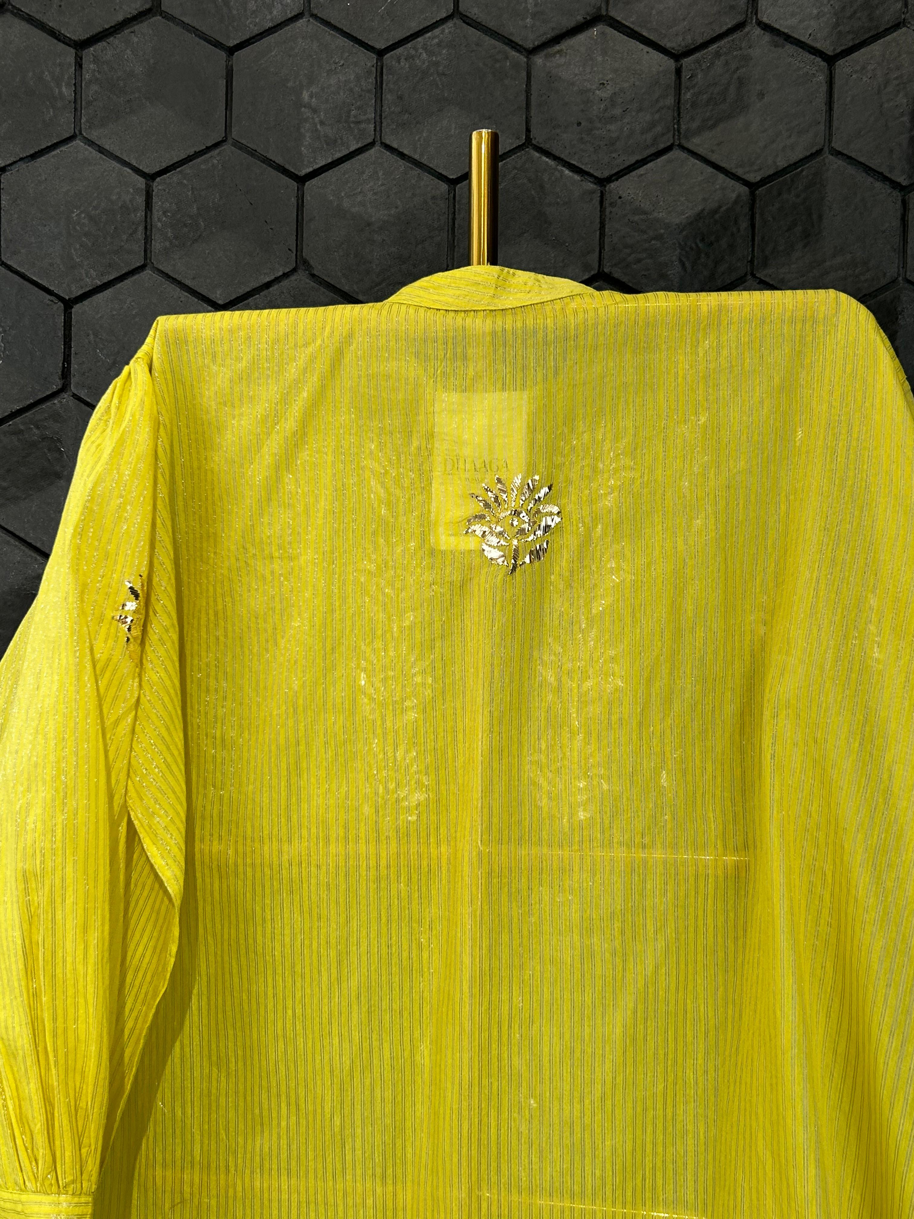 Lime green tissue mukaish co-ord set