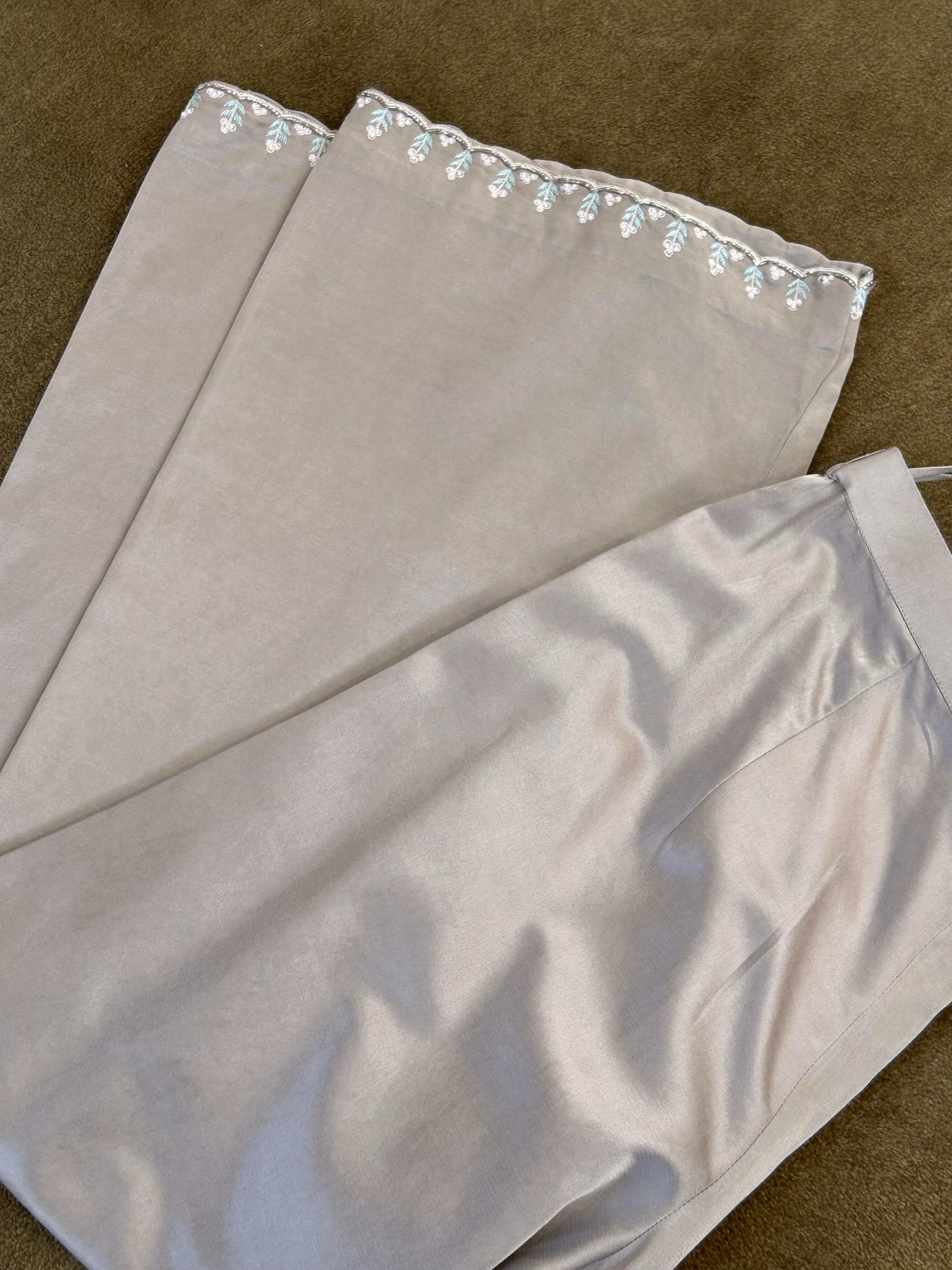 Grey organza chikankari kurta set