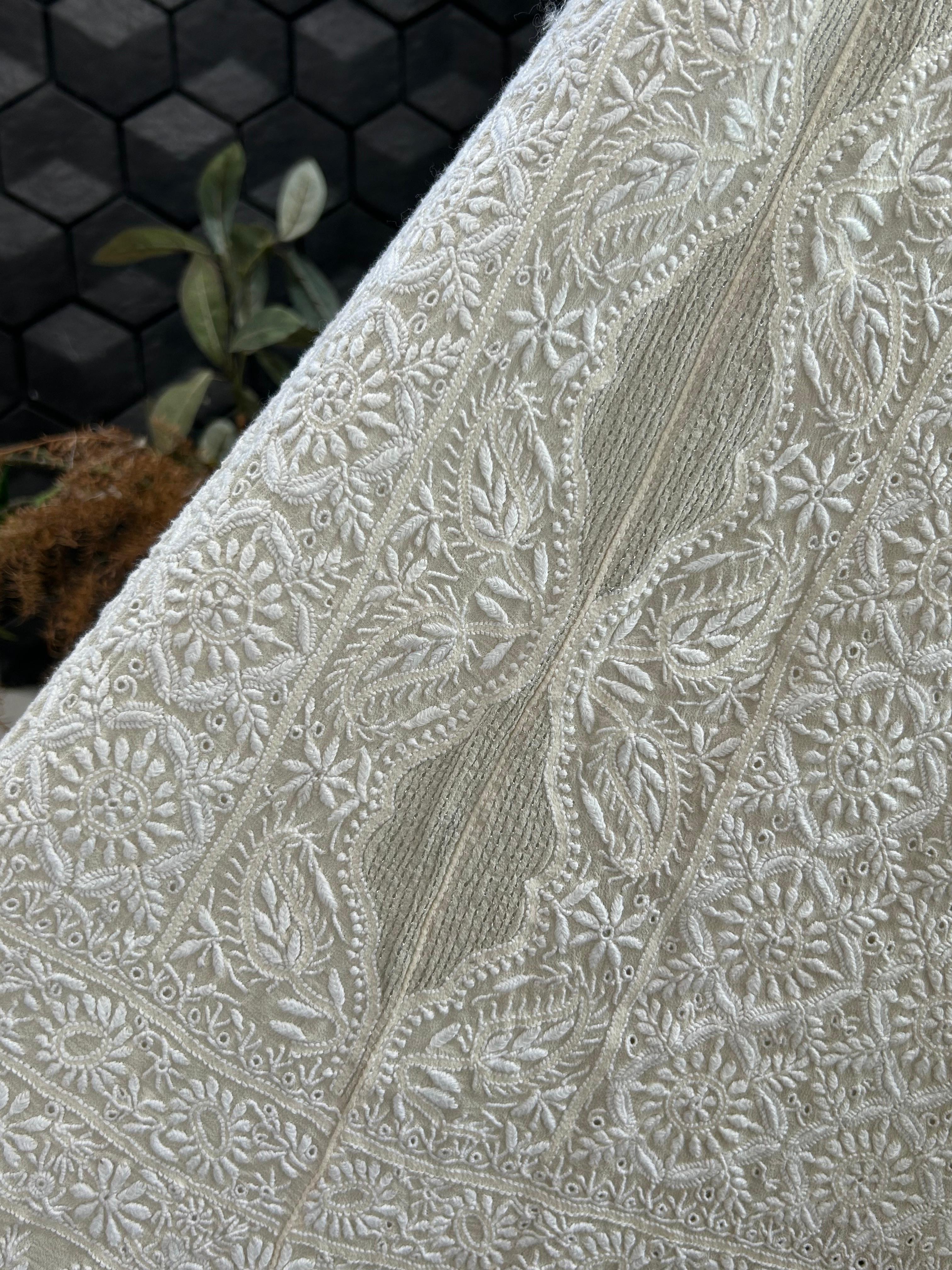 White Georgette Chikankari Skirt