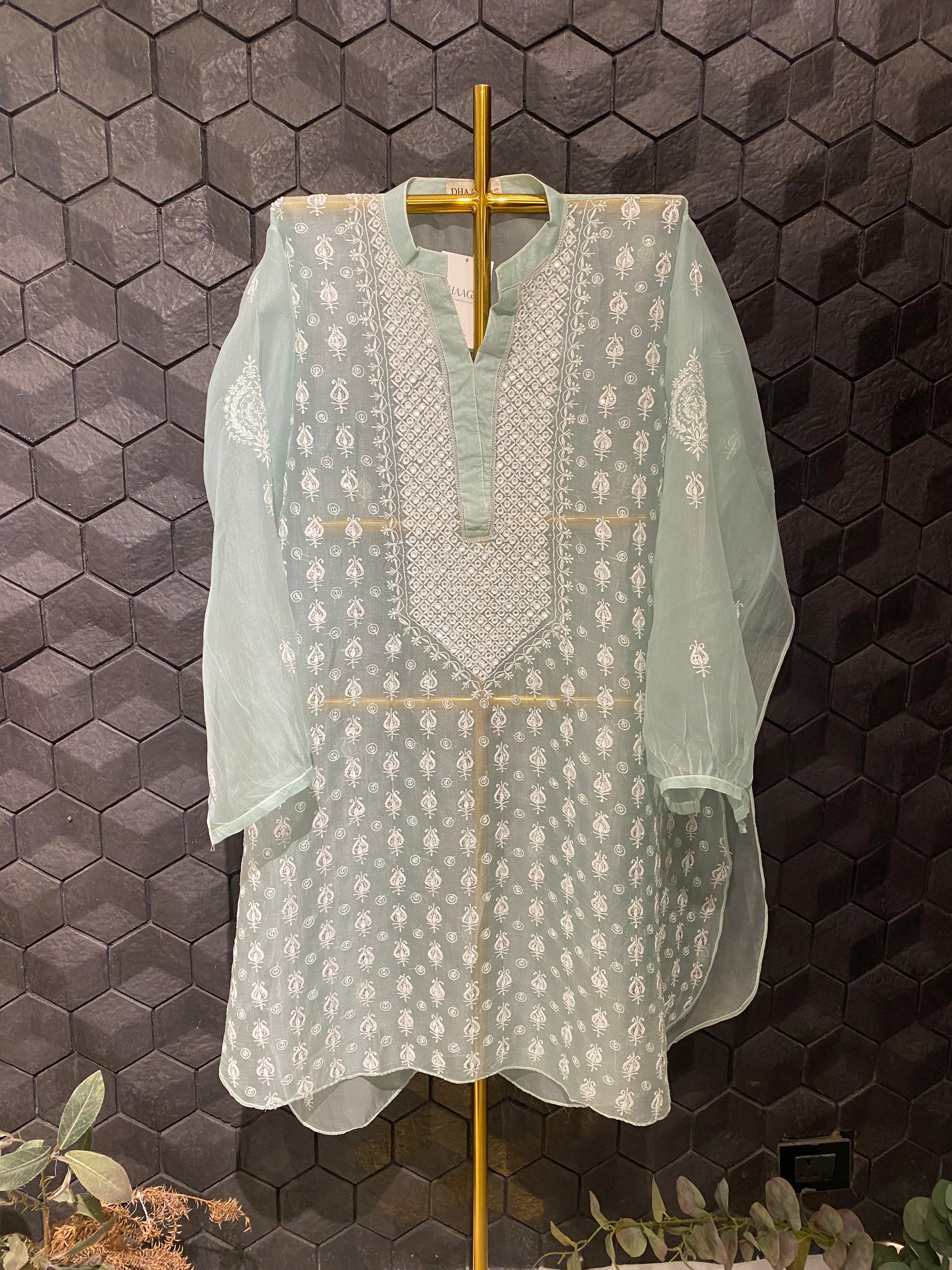 Green Organza Chikankari Co-ord Set