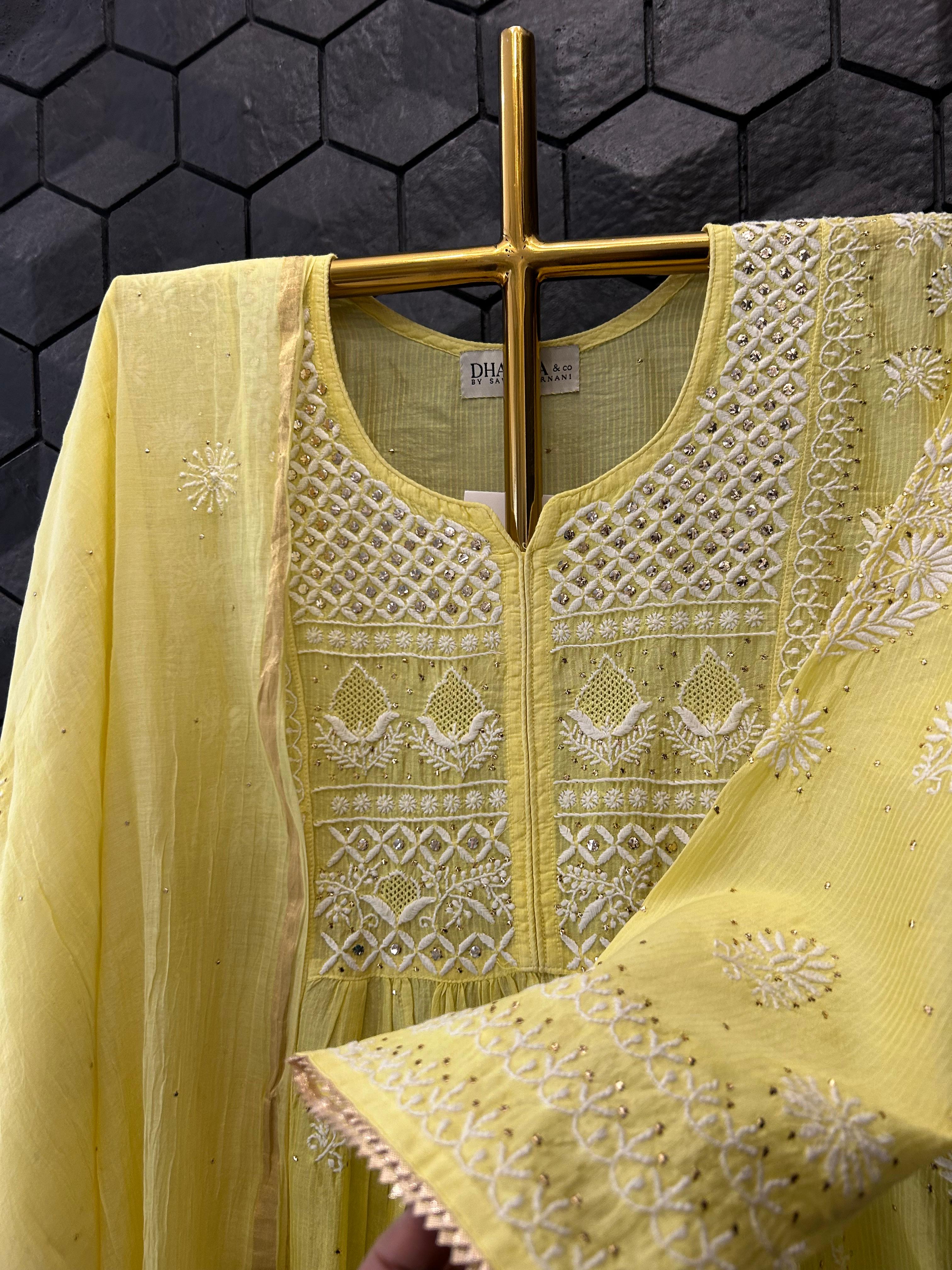 Lime Yellow maheshwari sharara set
