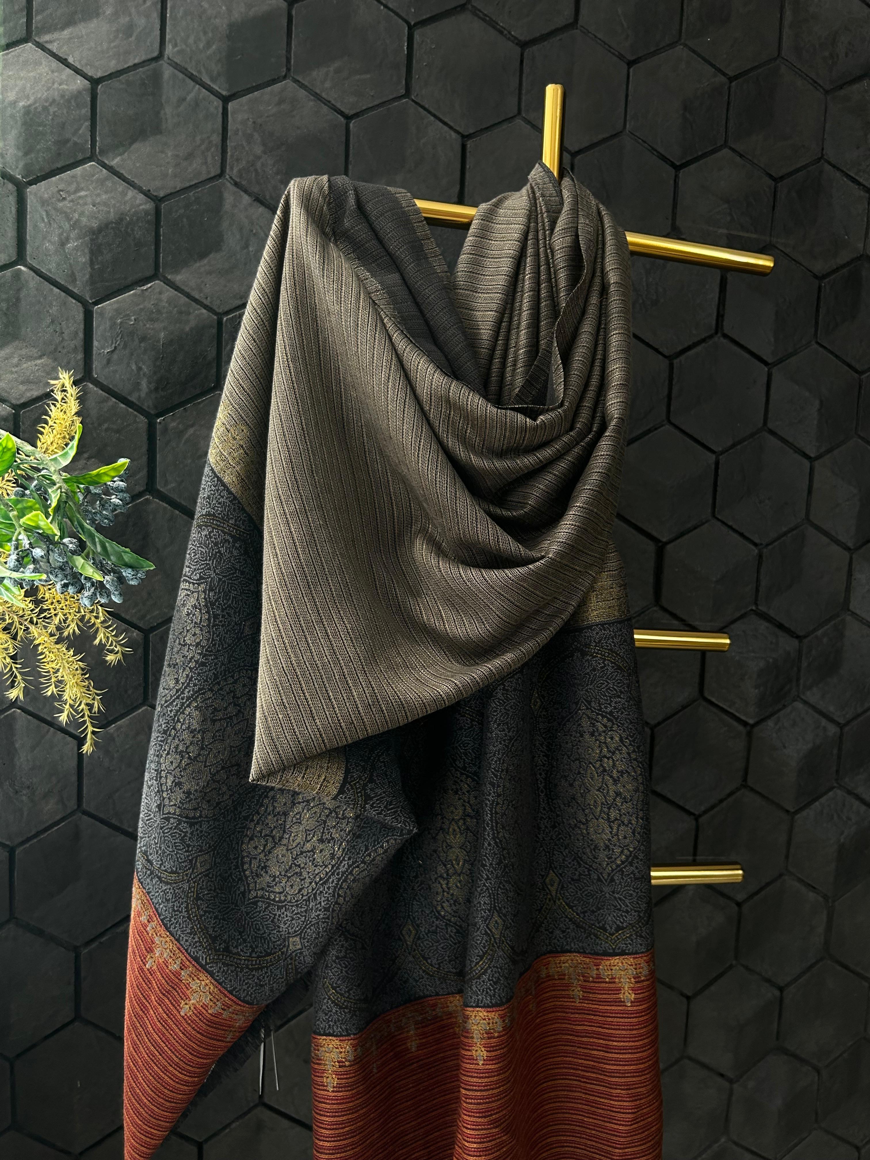 Black & Red  Woolen Shawl