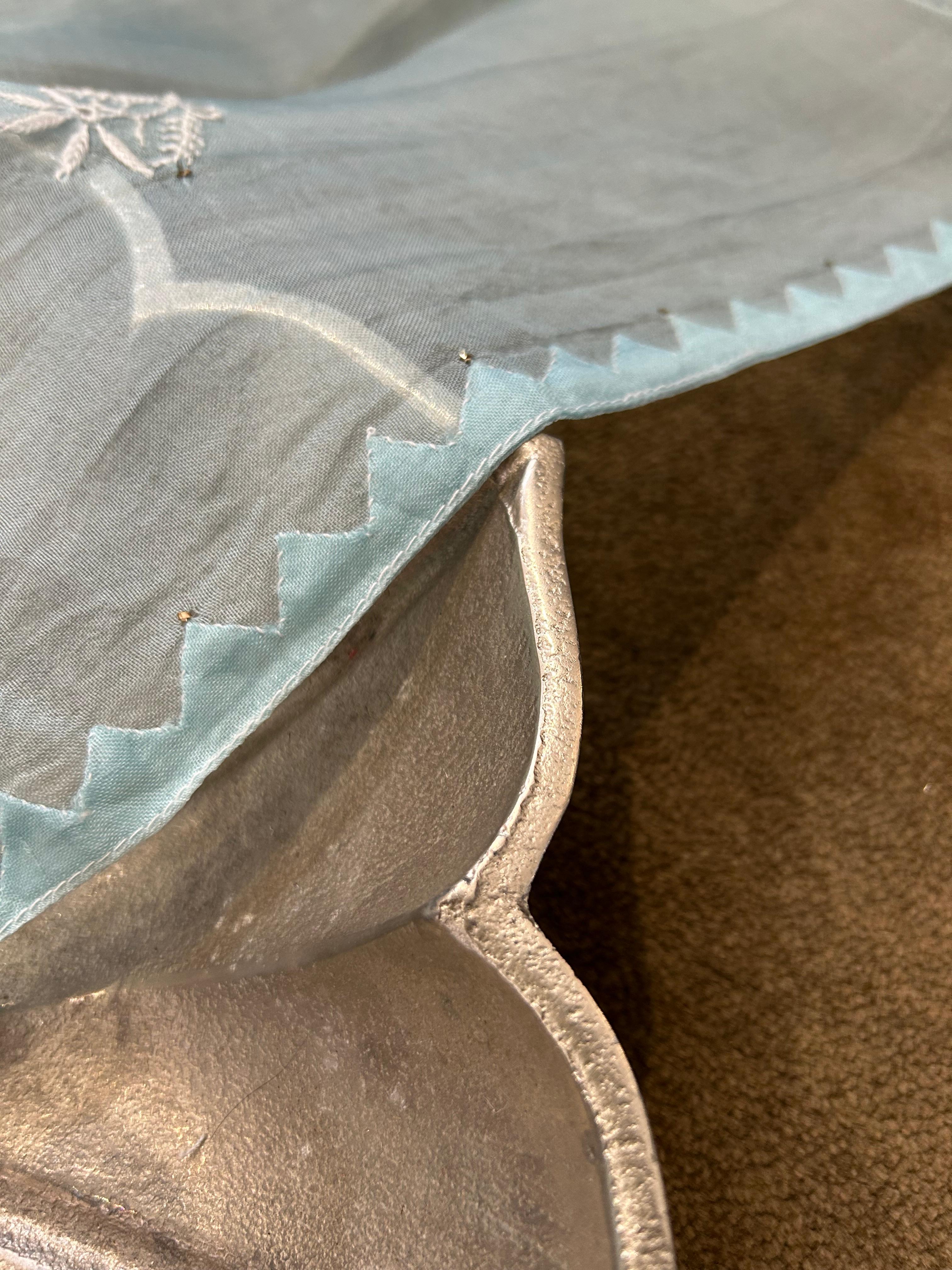 Blue organza chikankari dupatta