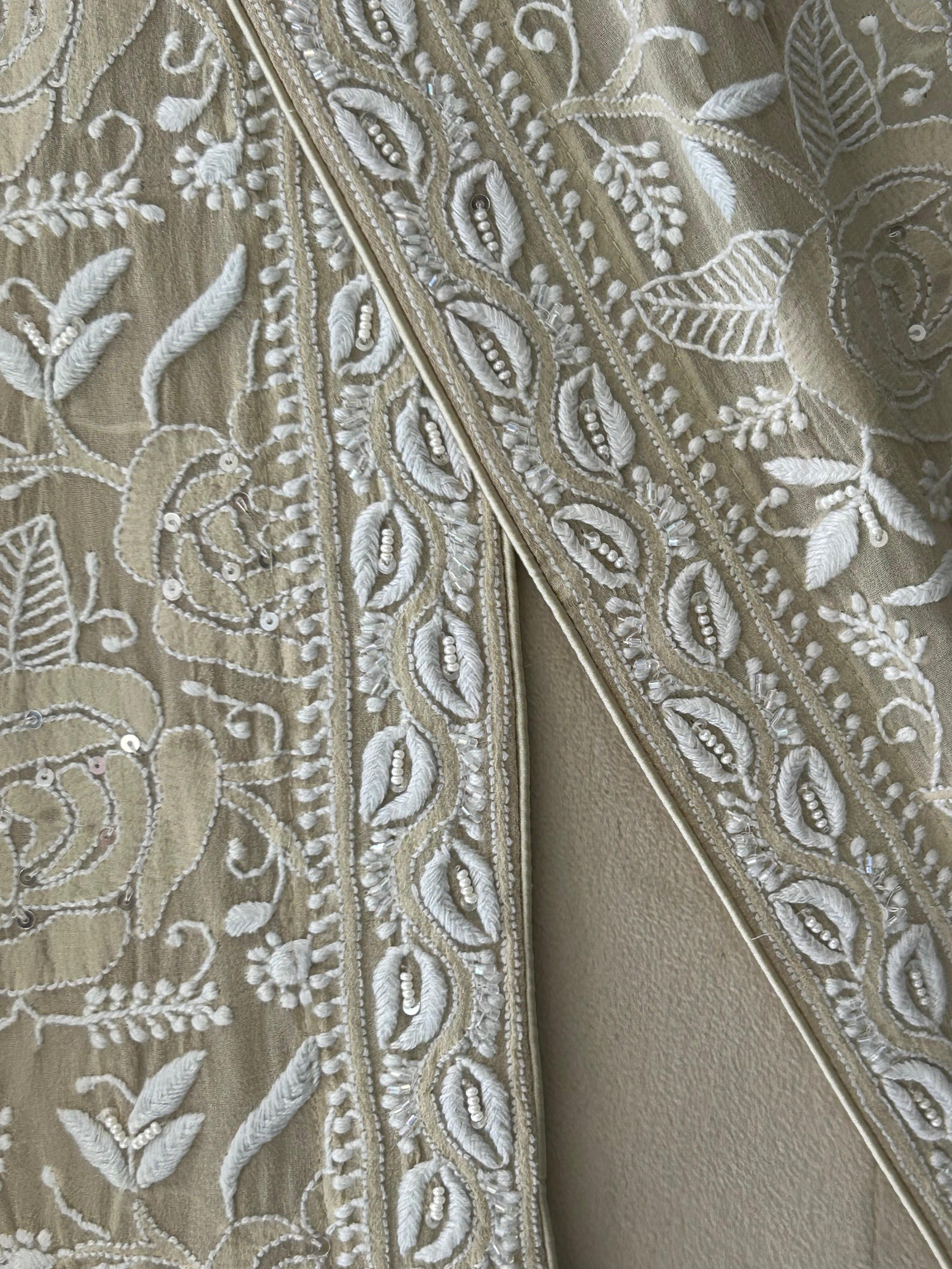 Ivory Georgette Chikankari Dupatta