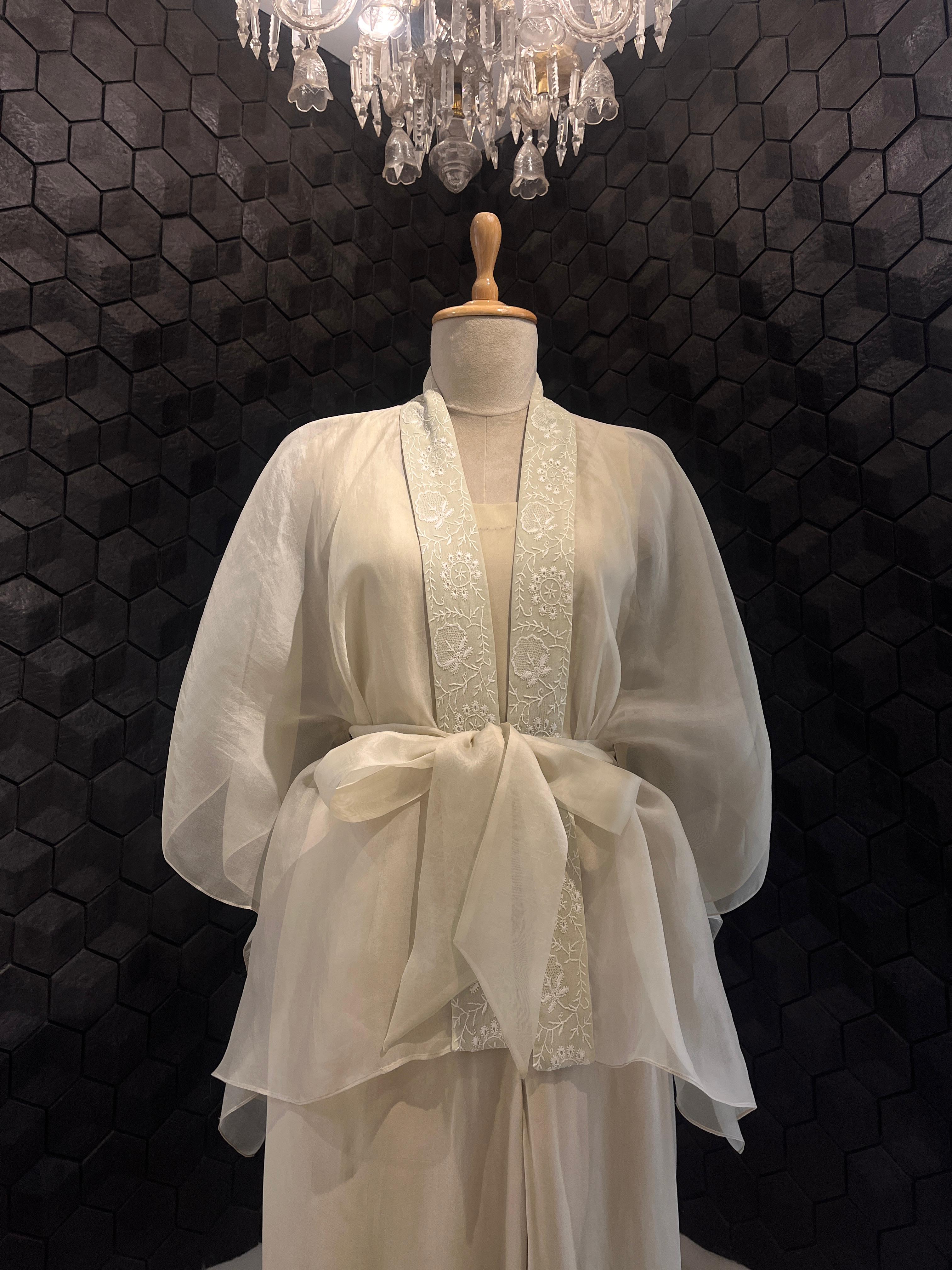 Ivory organza chikankari co-ord set