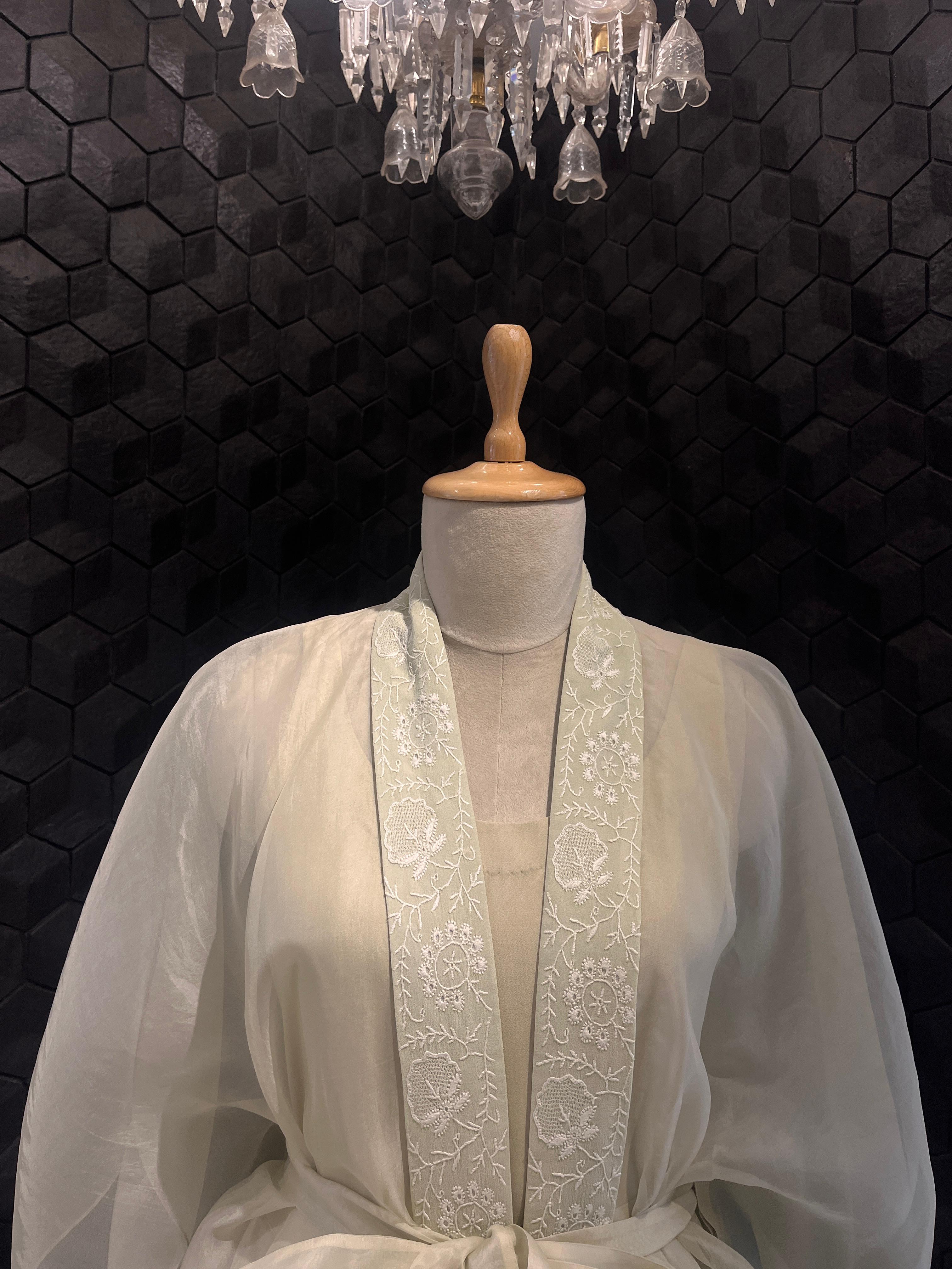 Ivory organza chikankari co-ord set