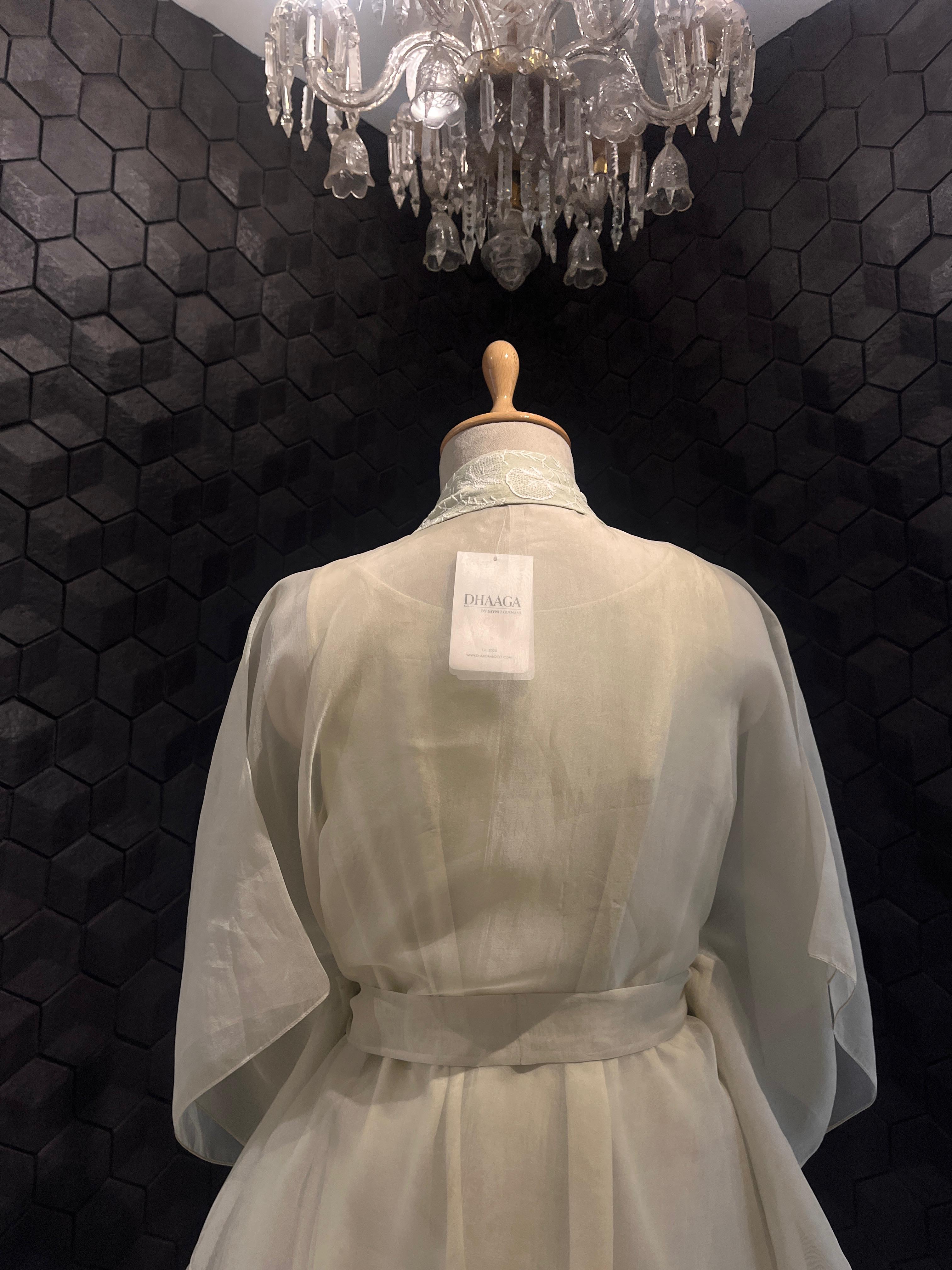 Ivory organza chikankari co-ord set