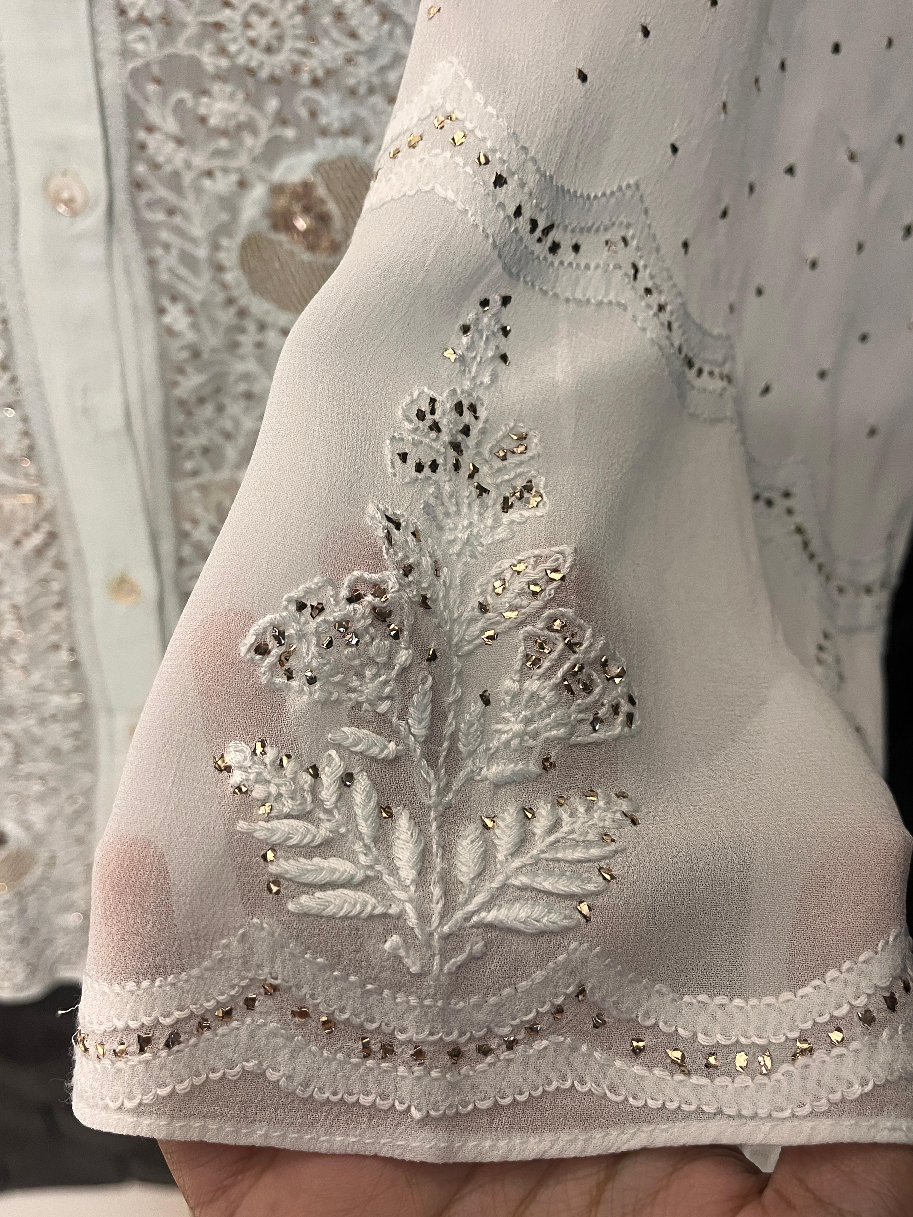 Blue Georgette Mukaish Chikankari Co-ord set