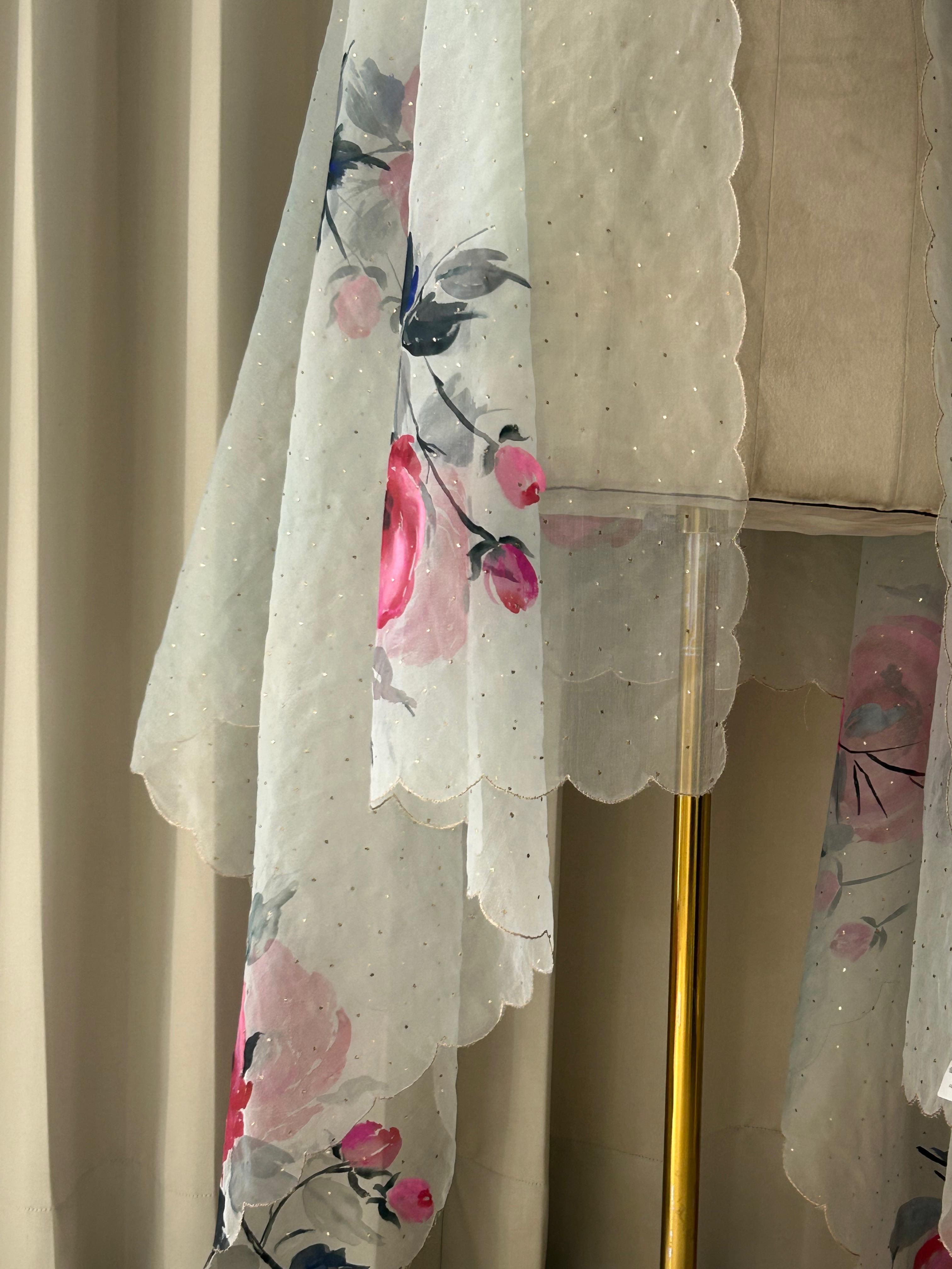 Blue organza dupatta