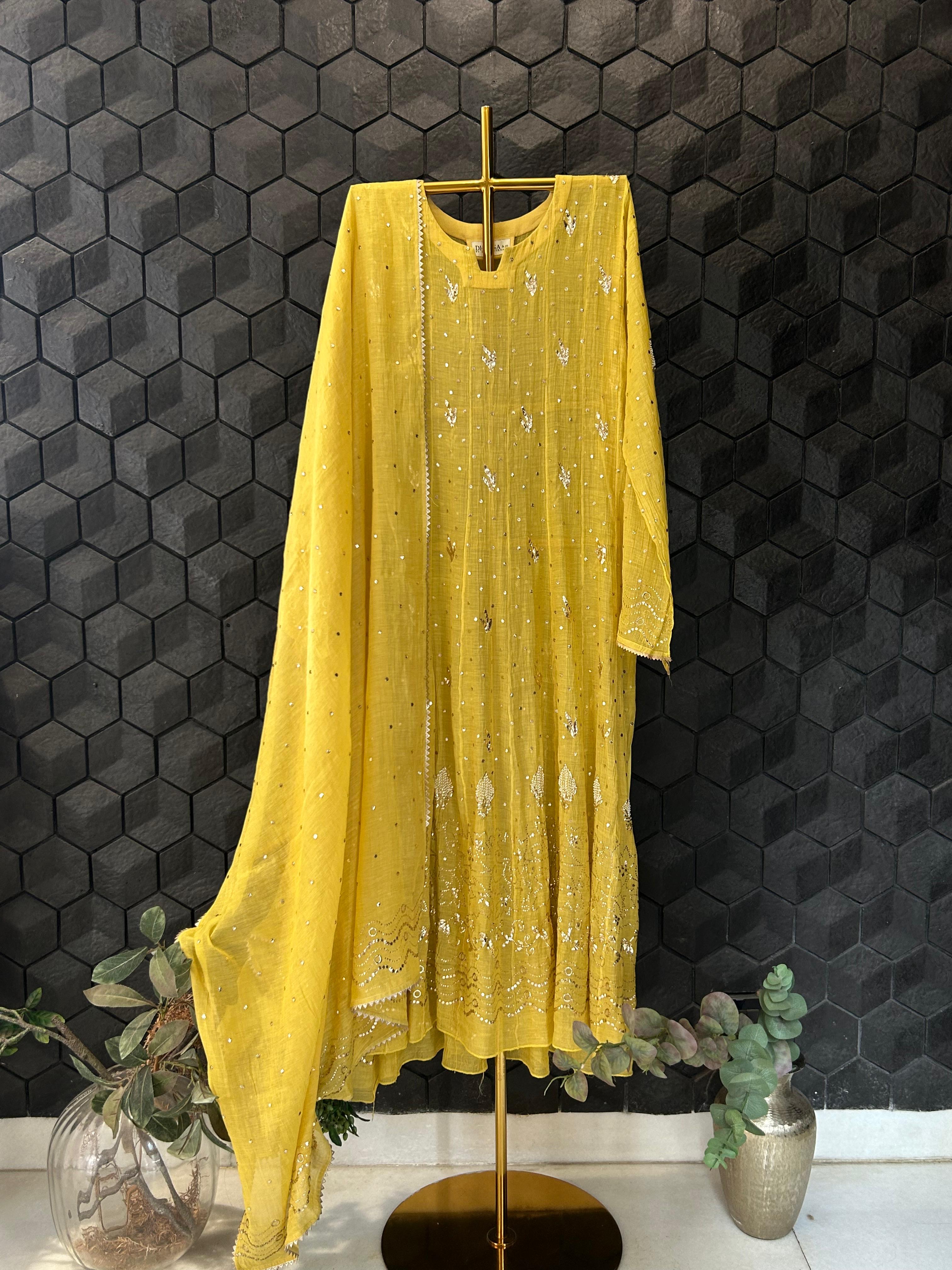 Green Tissue Mukaish kurta Set