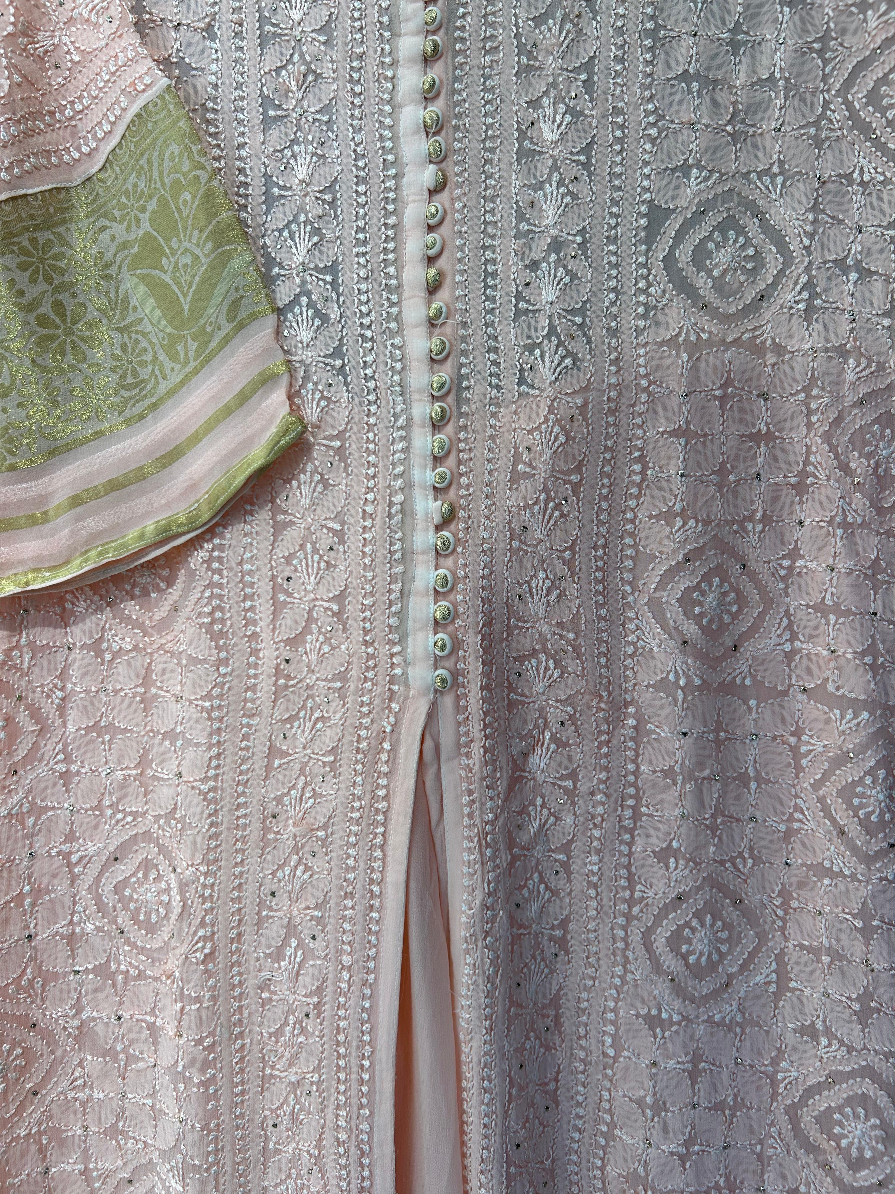 Peach Viscose chikankari sharara set