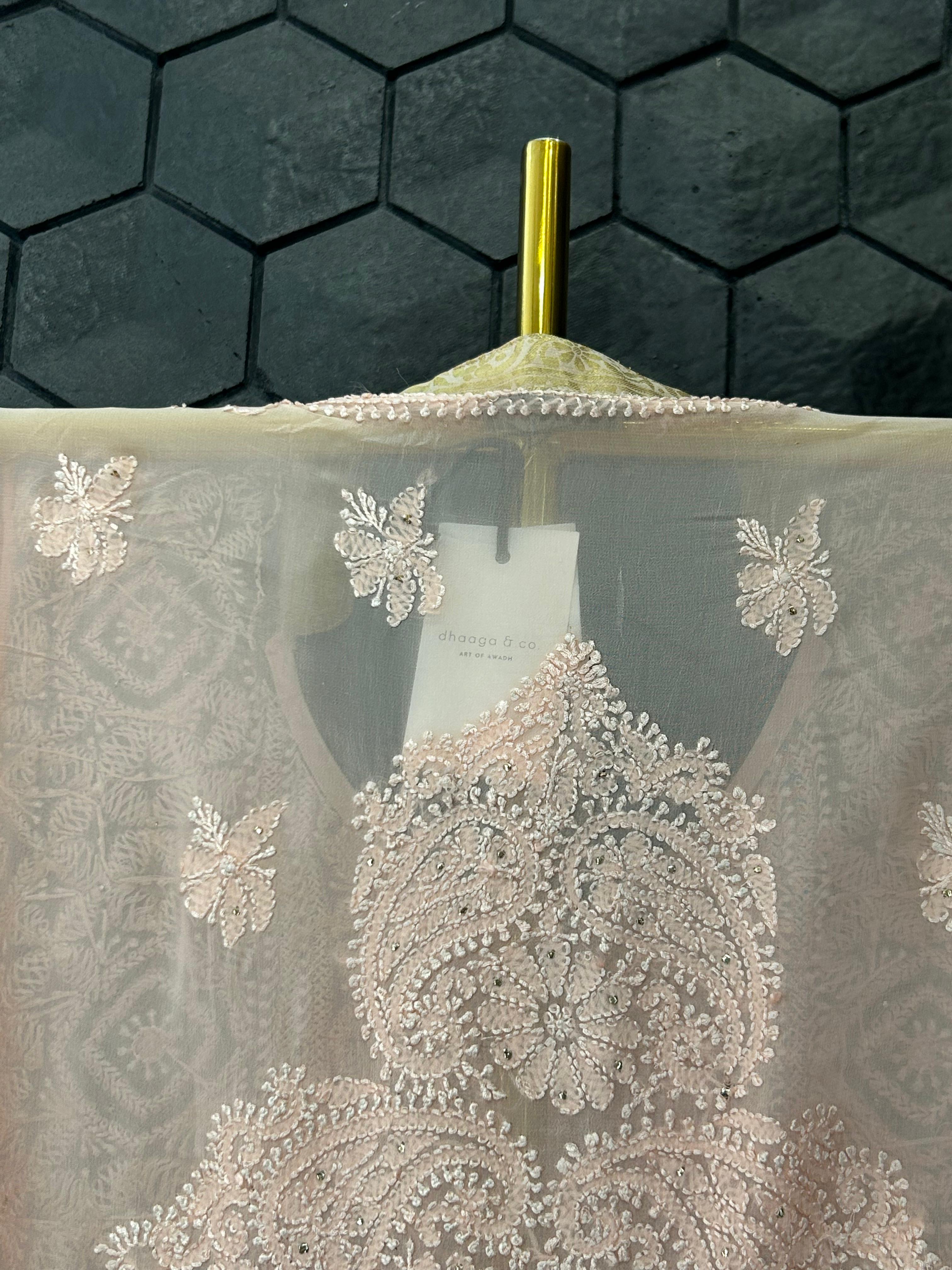 Peach Viscose chikankari sharara set