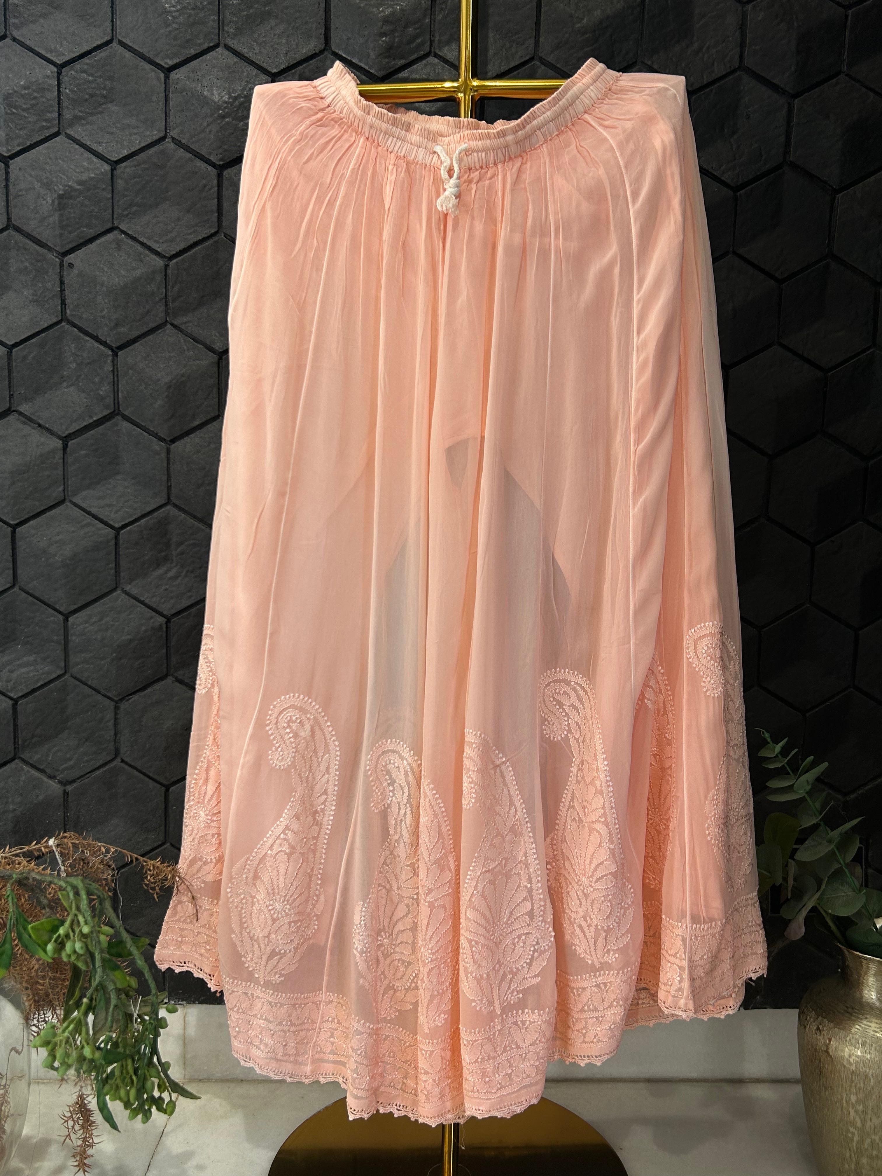 Peach chikankari viscose sharara set