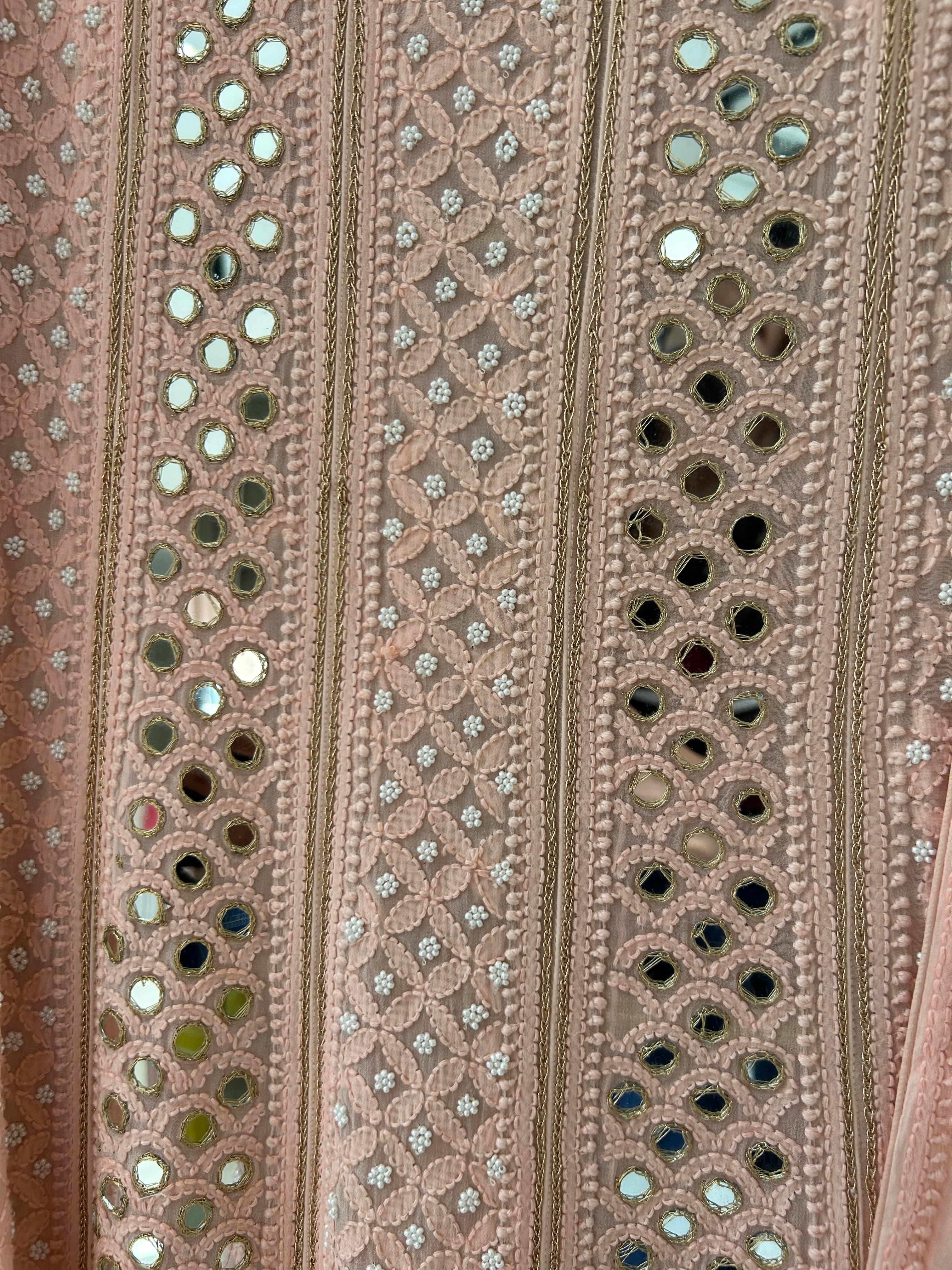 Pink Viscose Anarkali chikankari set