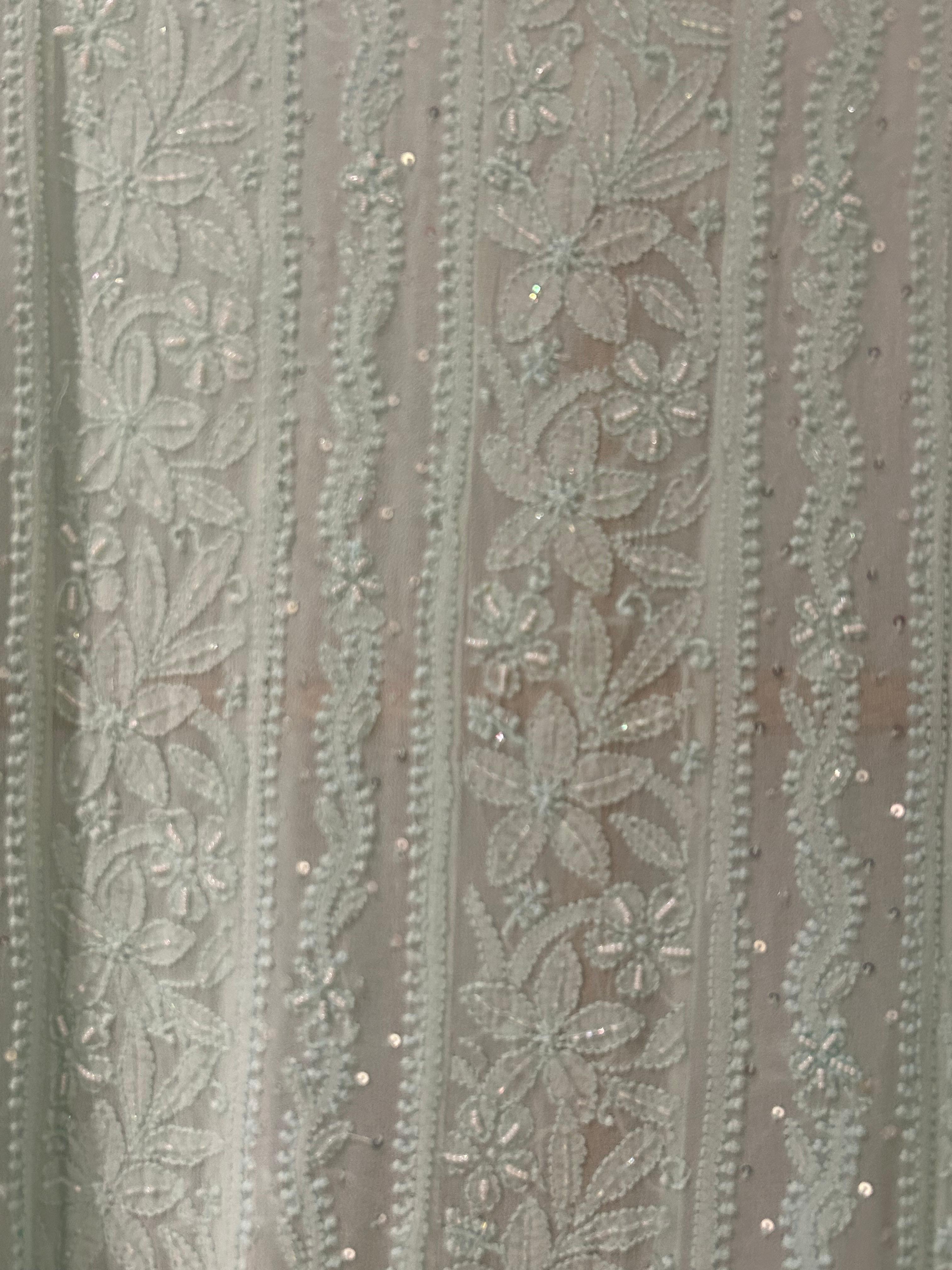 Sea green viscose chikankari anarkali set