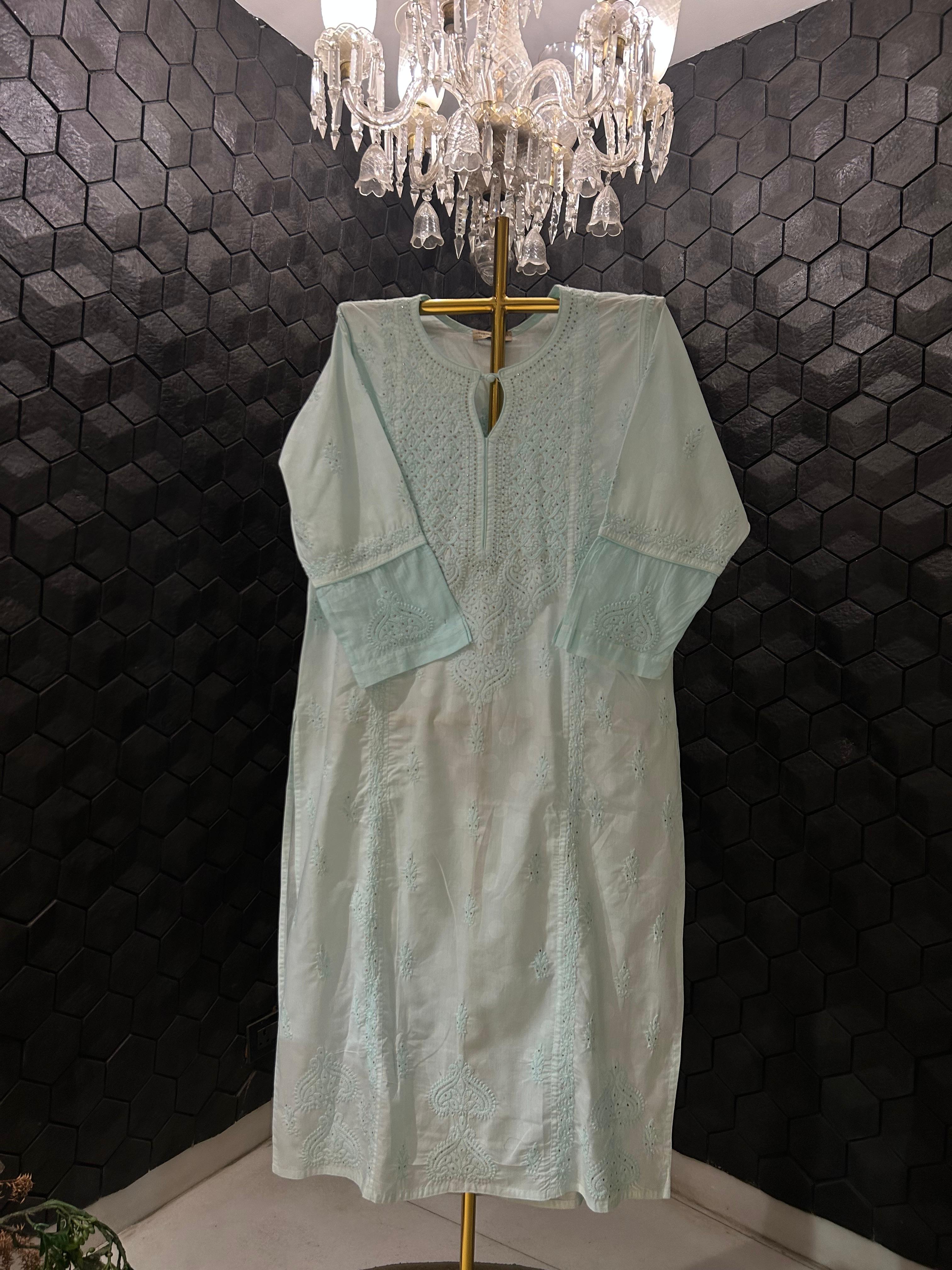 Sky Blue chanderi chikankari kurta set