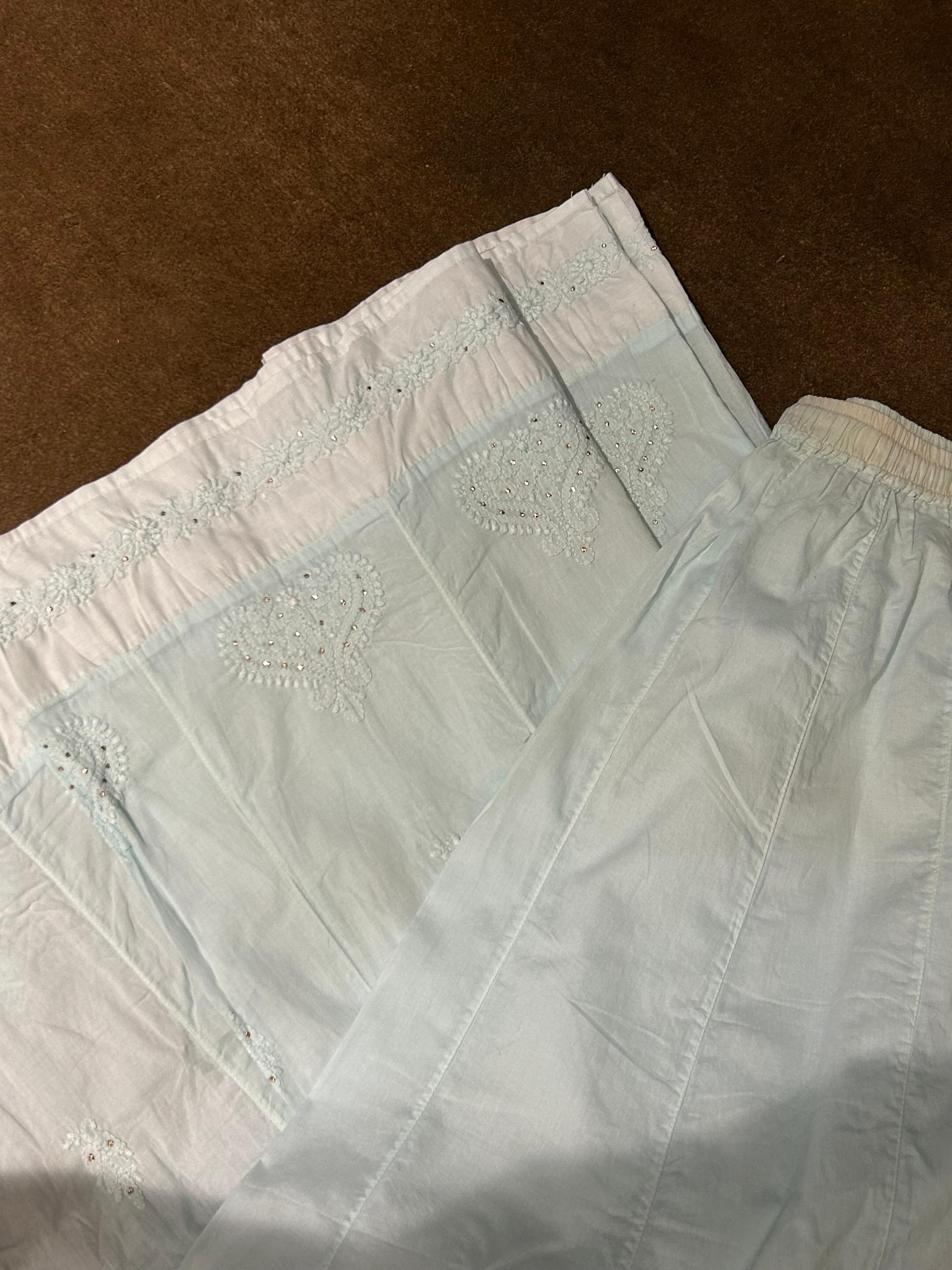 Sky Blue chanderi chikankari kurta set