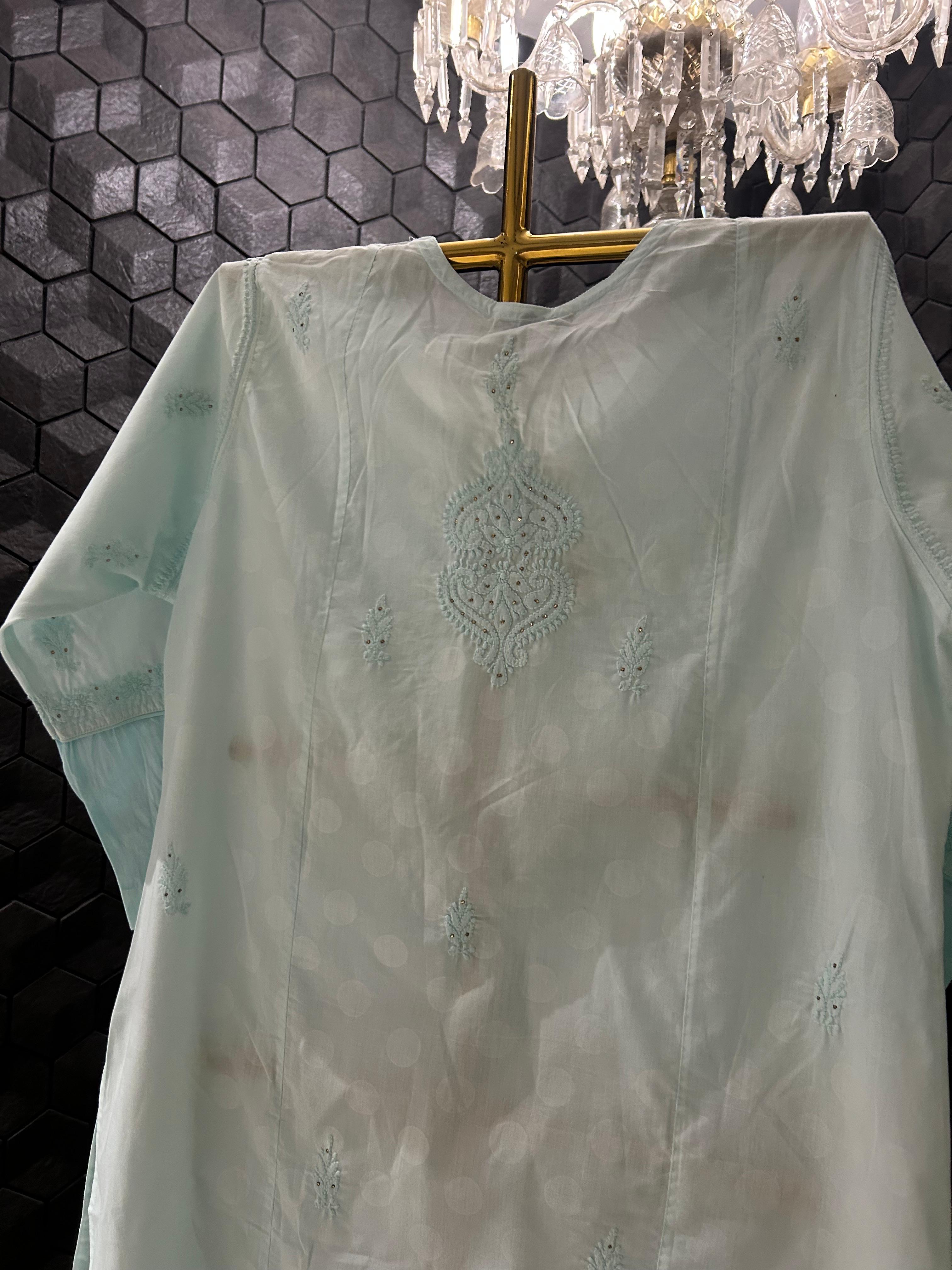 Sky Blue chanderi chikankari kurta set