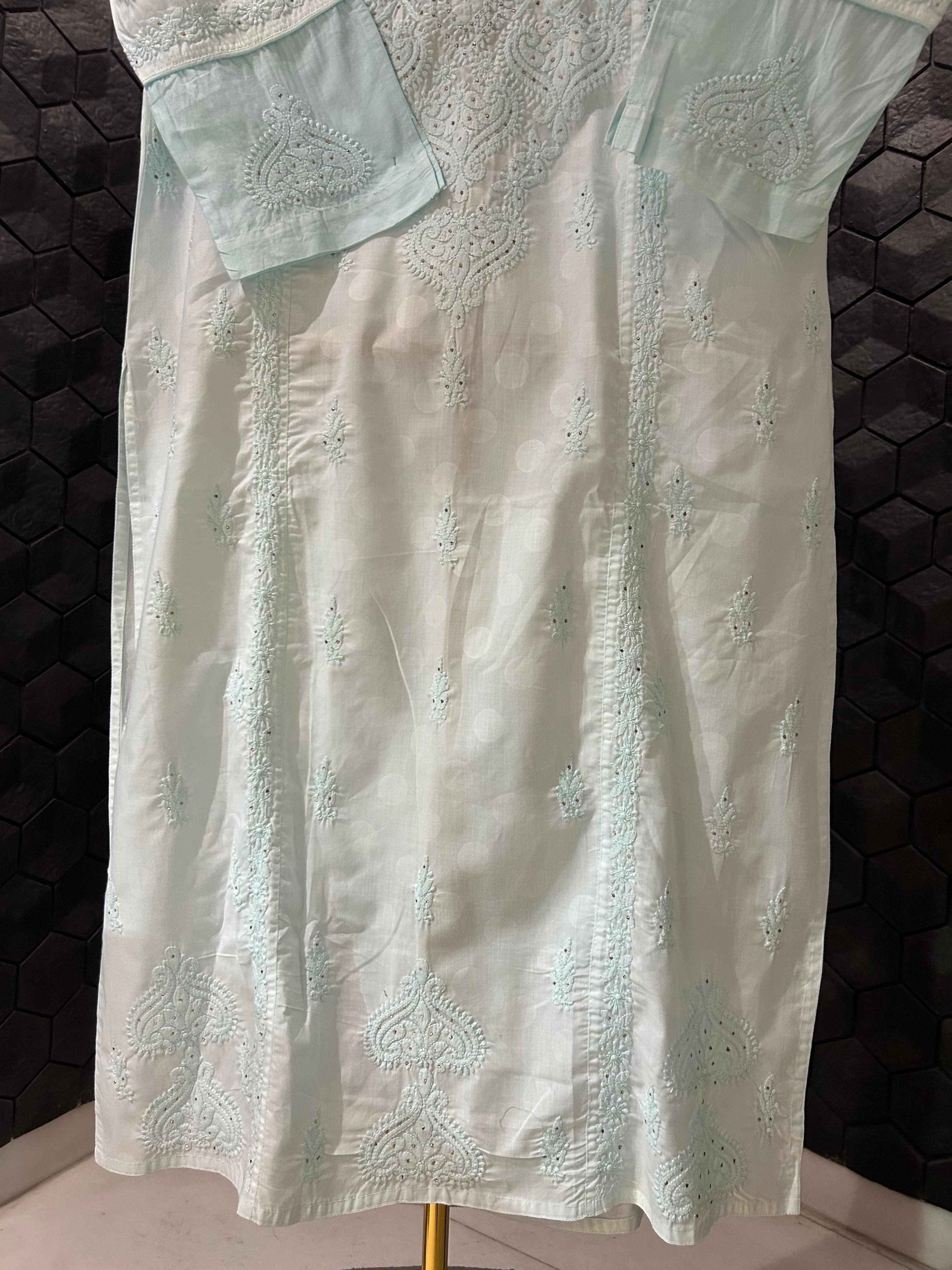Sky Blue chanderi chikankari kurta set