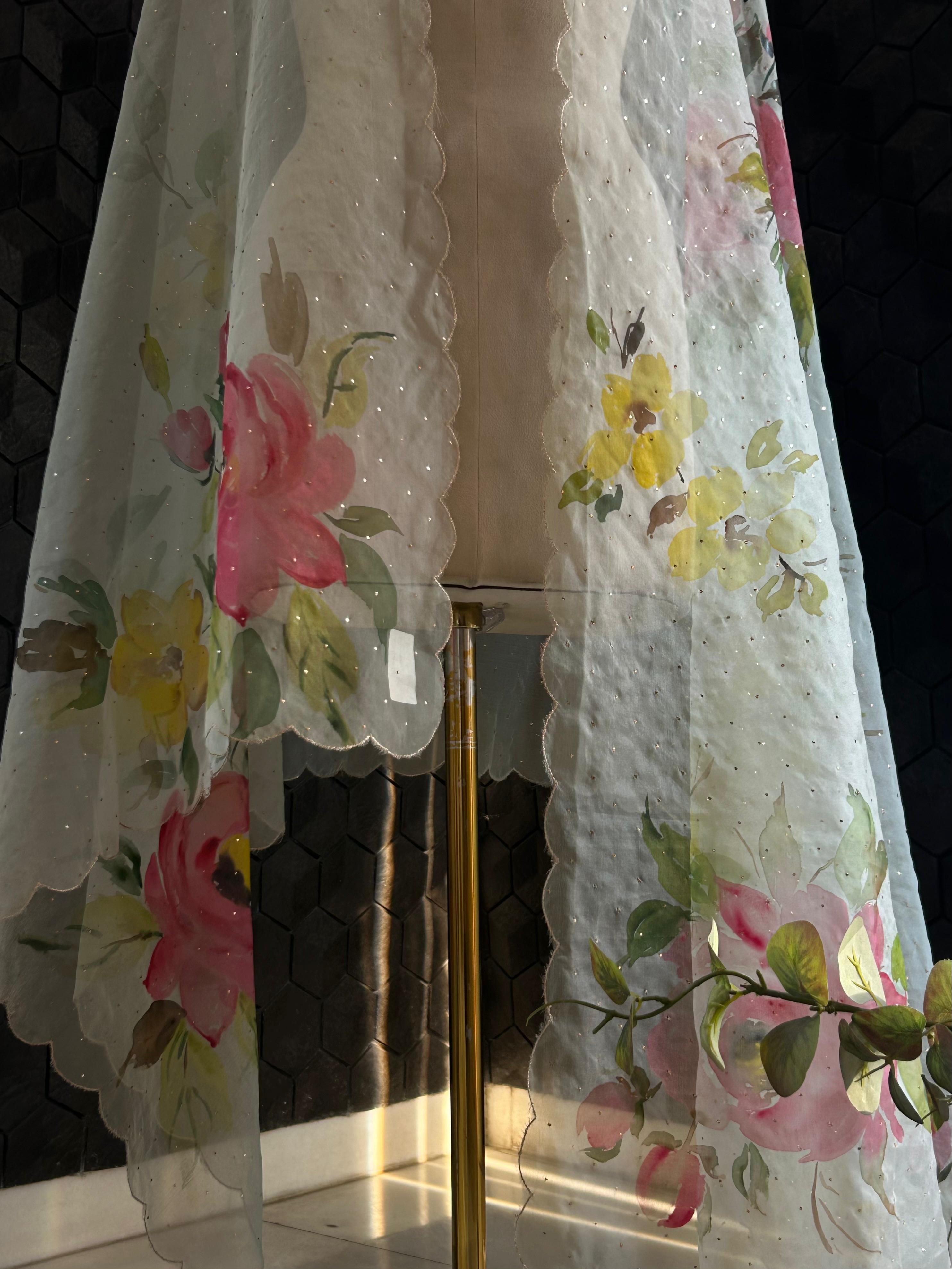 Mint Green organza chikankari dupatta